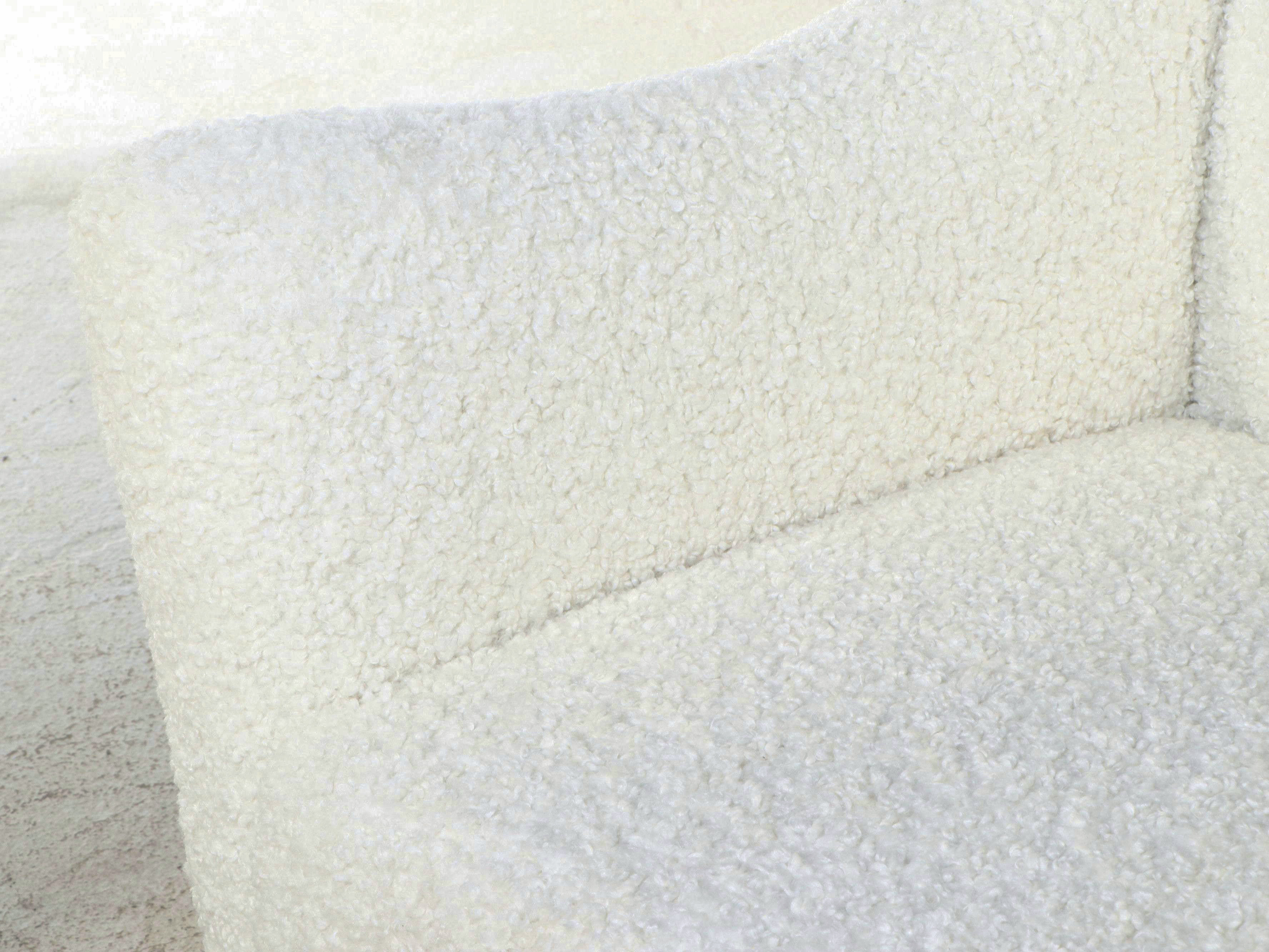 Pair of Mid Century Modern Style Bouclé Upholstered Club Chairs