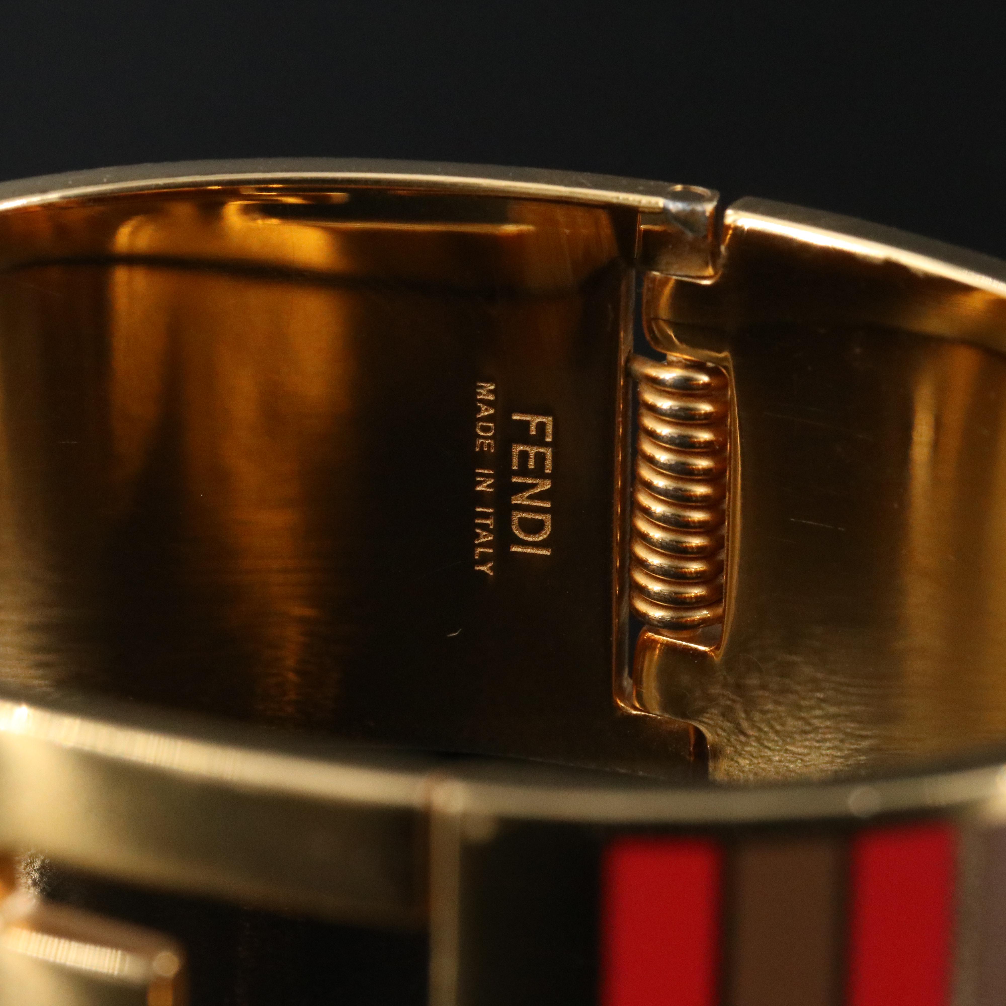 Fendi Monogram Enamel Hinged Bracelet