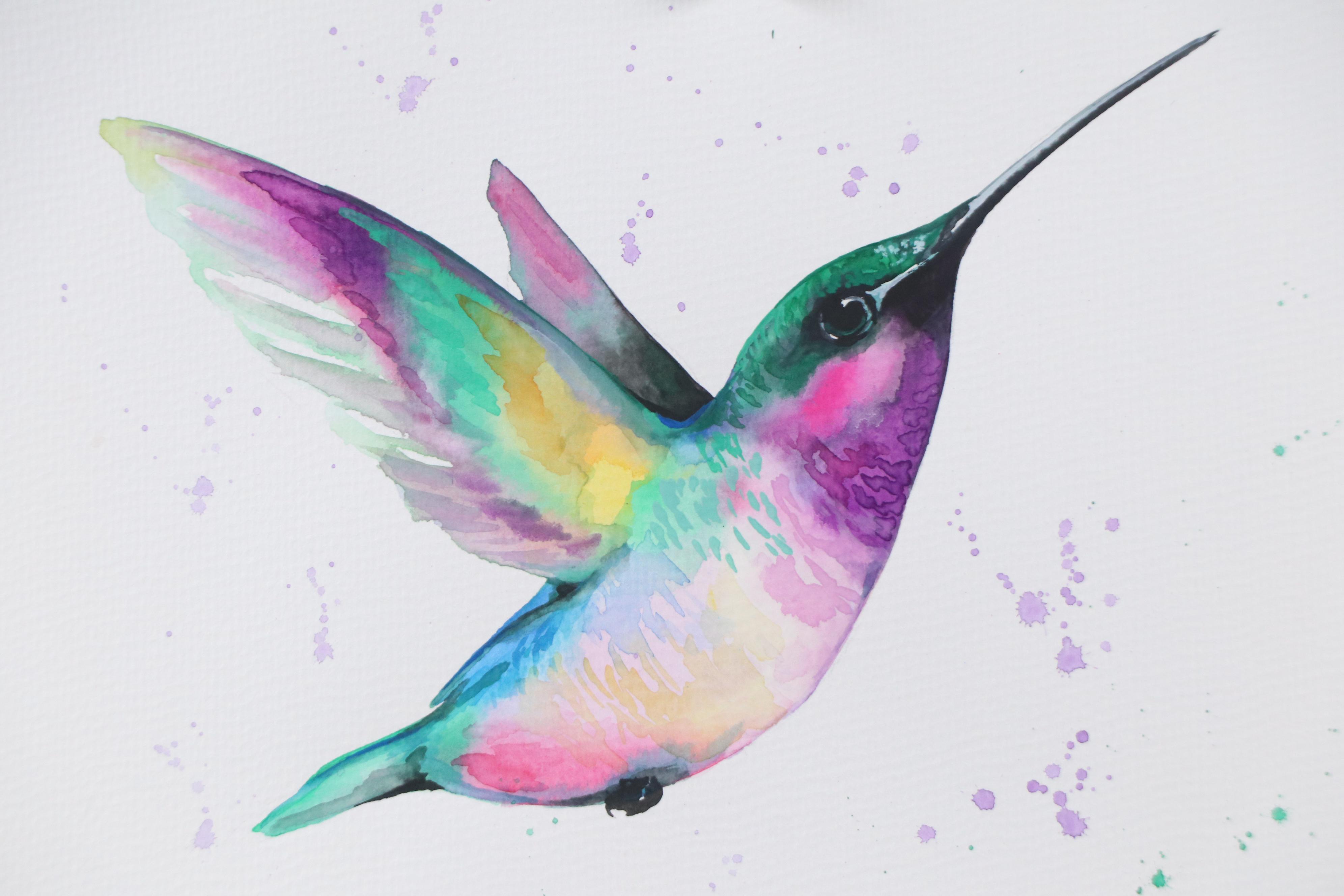 Anne Gorywine Watercolor Painting of Hummingbird, 2024