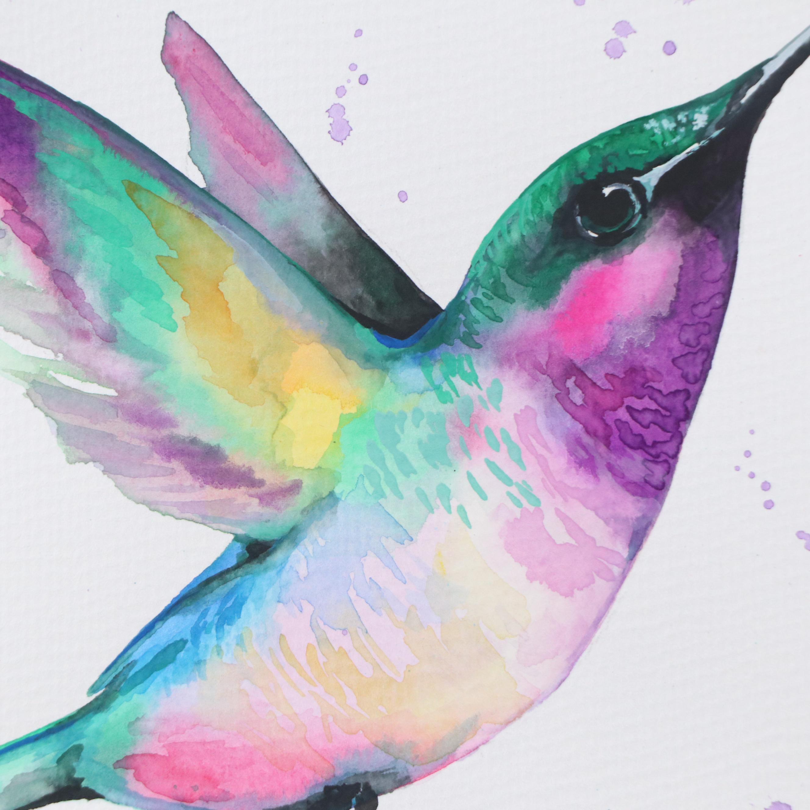Anne Gorywine Watercolor Painting of Hummingbird, 2024