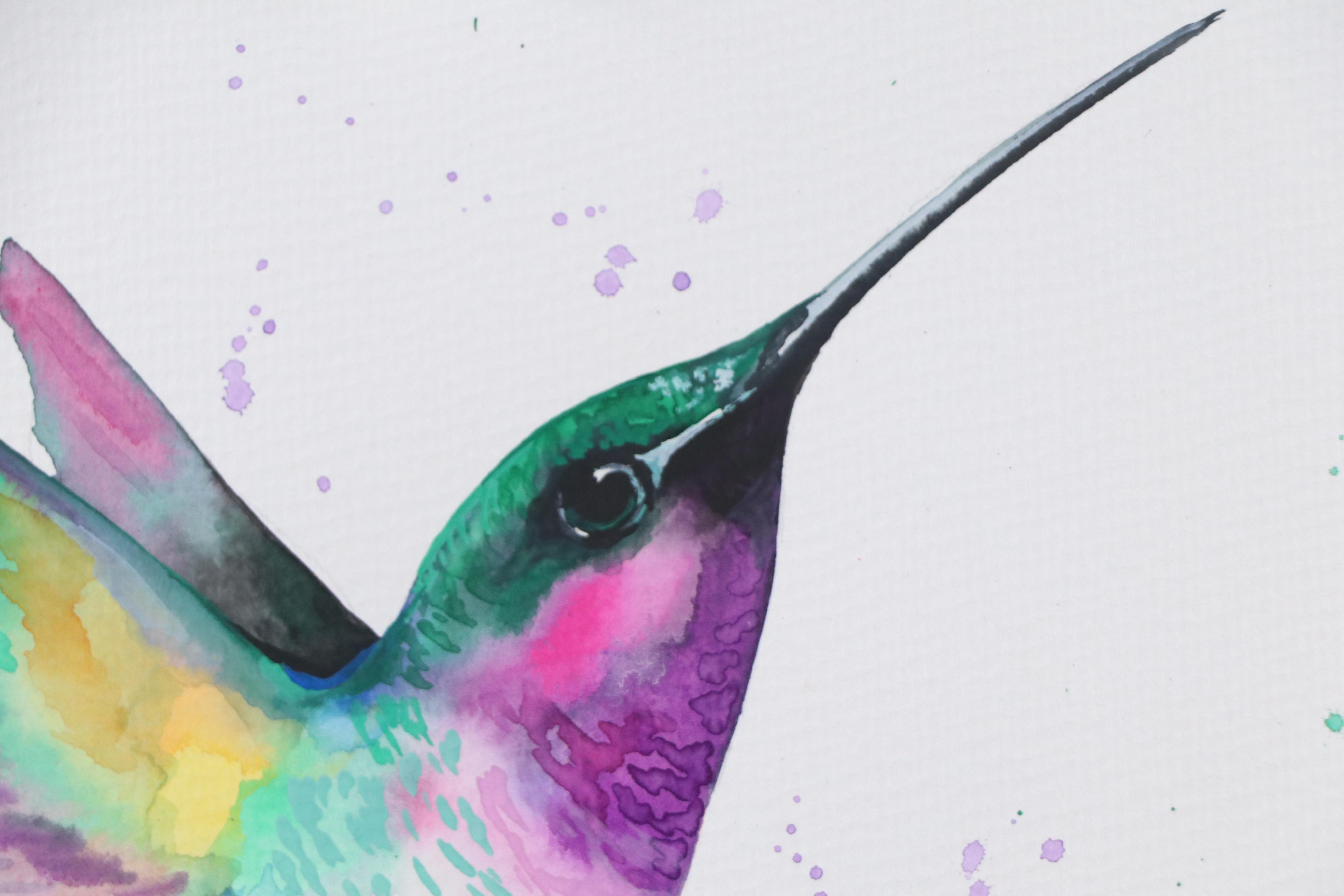 Anne Gorywine Watercolor Painting of Hummingbird, 2024