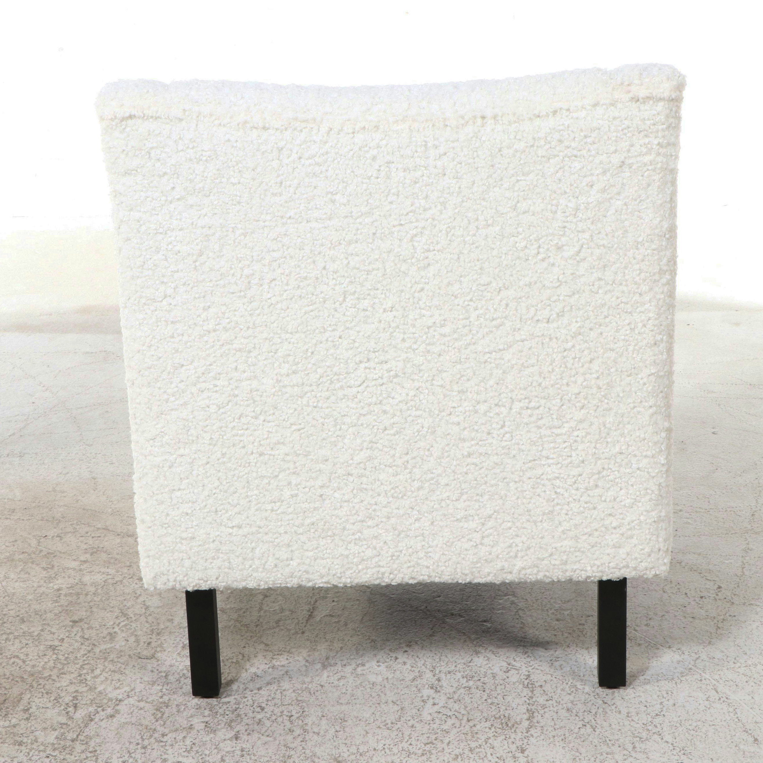 Pair of Mid Century Modern Style Bouclé Upholstered Club Chairs