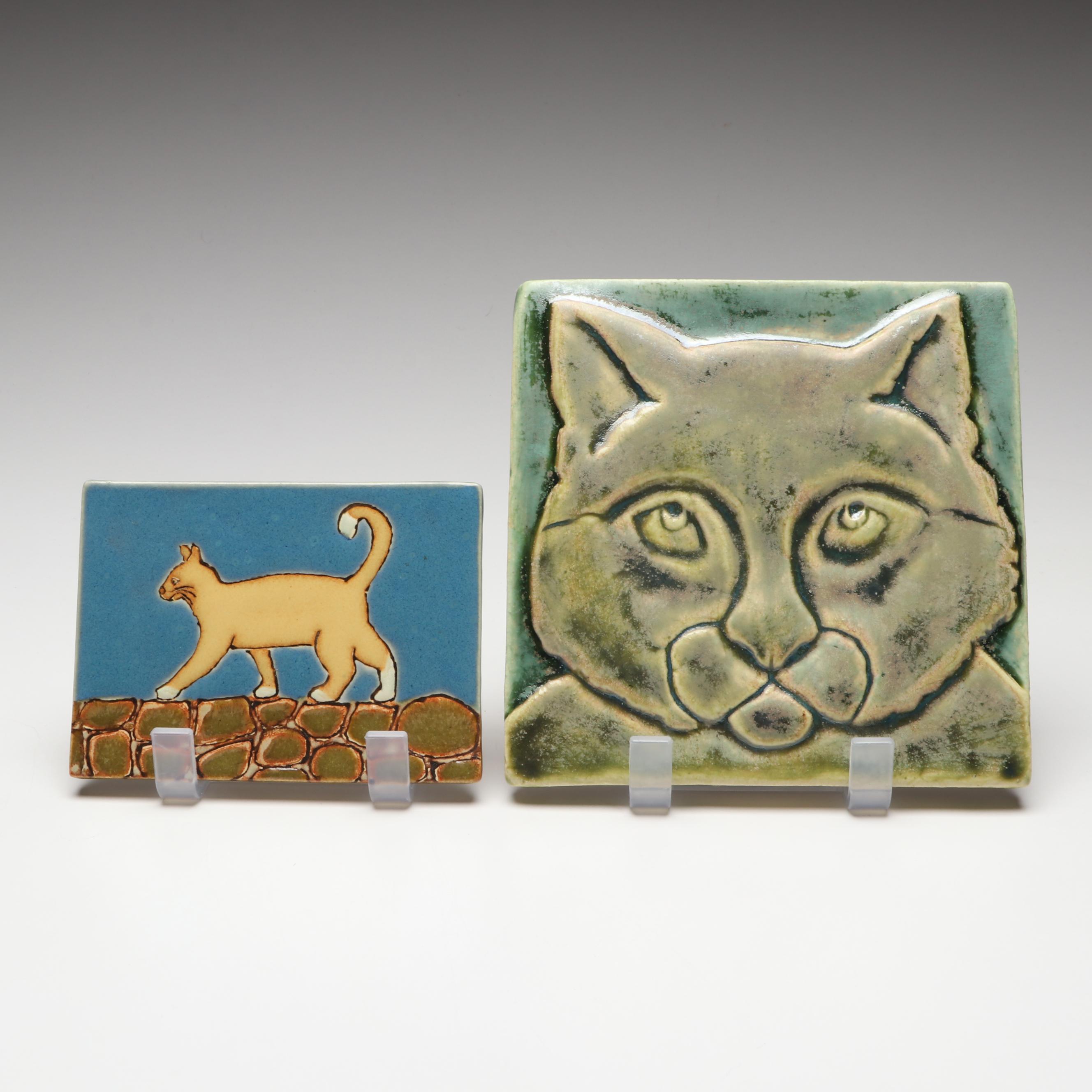Ramona Palmoa Tile Studios with Other Art Pottery Cat Tiles