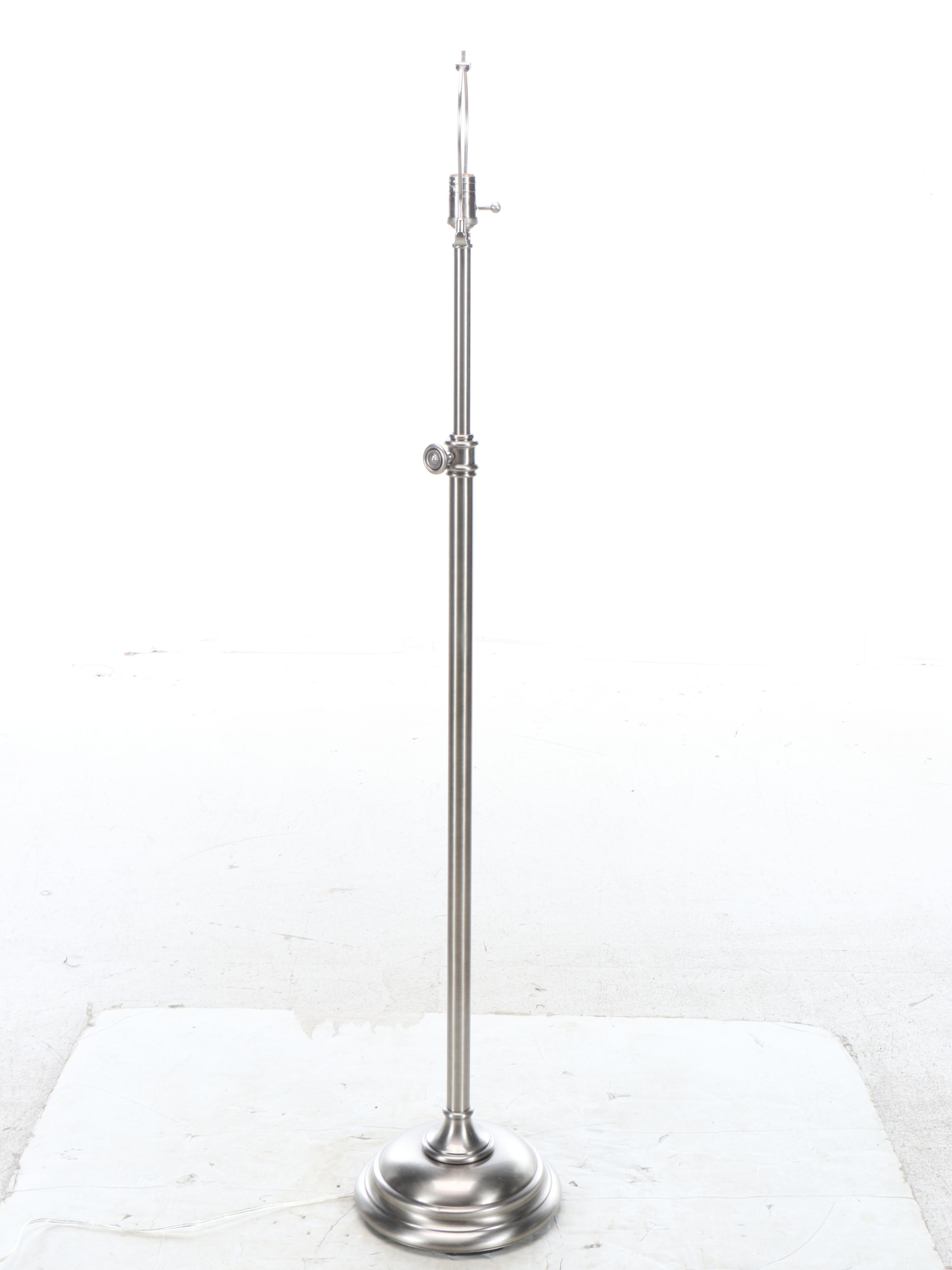 Satin Nickel Floor Lamp with Slubbed Drum Shade