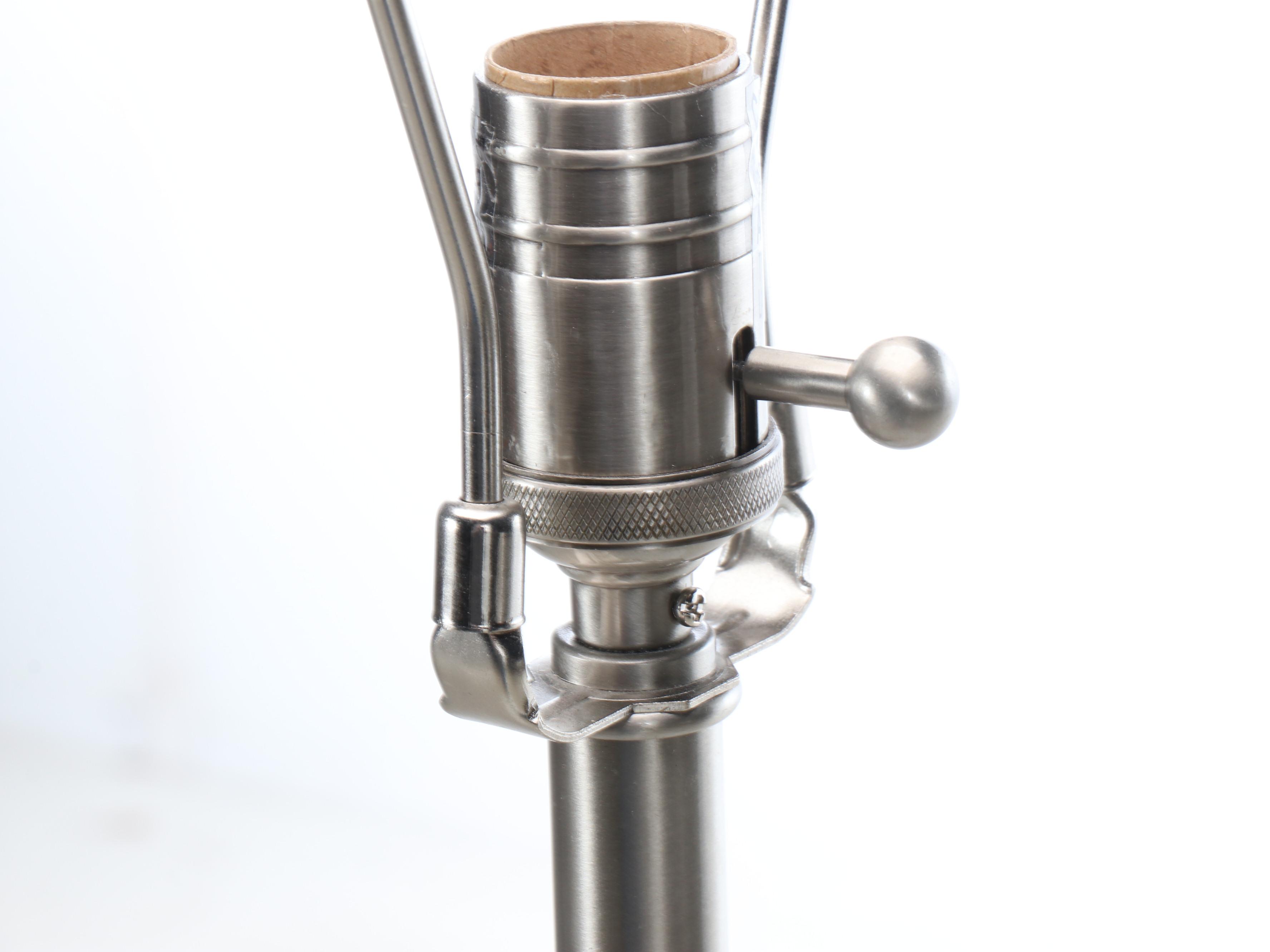 Satin Nickel Floor Lamp with Slubbed Drum Shade