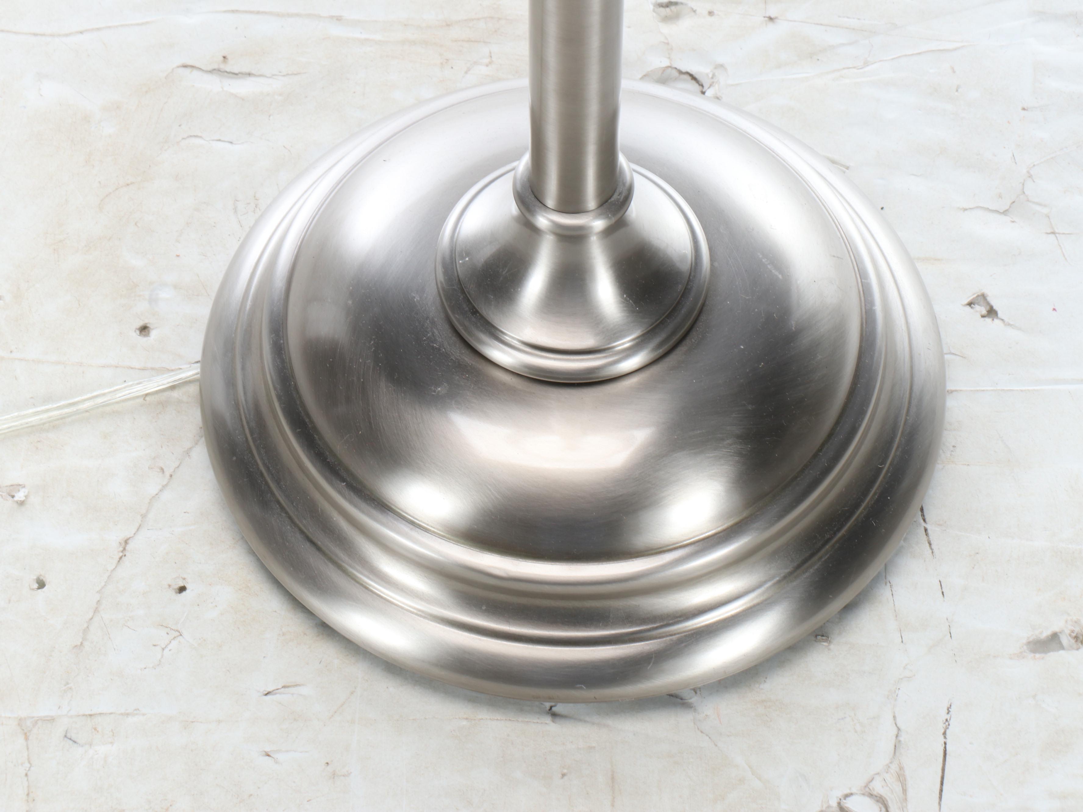 Satin Nickel Floor Lamp with Slubbed Drum Shade