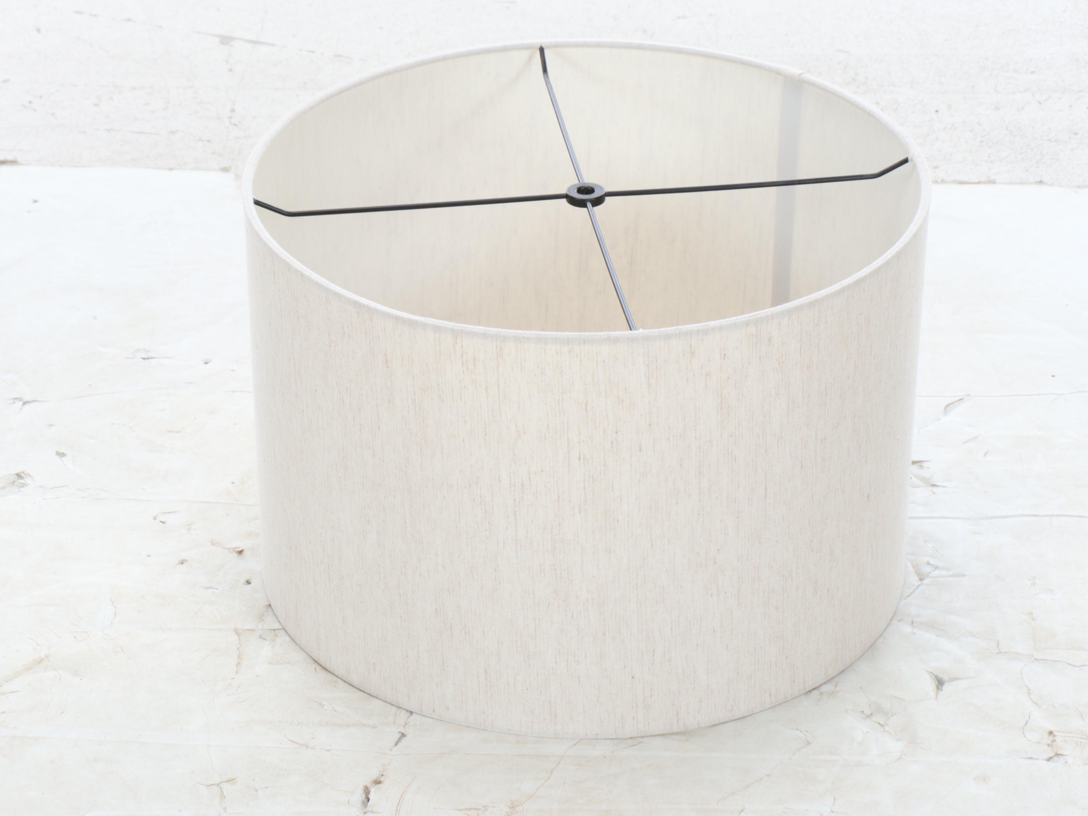 Satin Nickel Floor Lamp with Slubbed Drum Shade