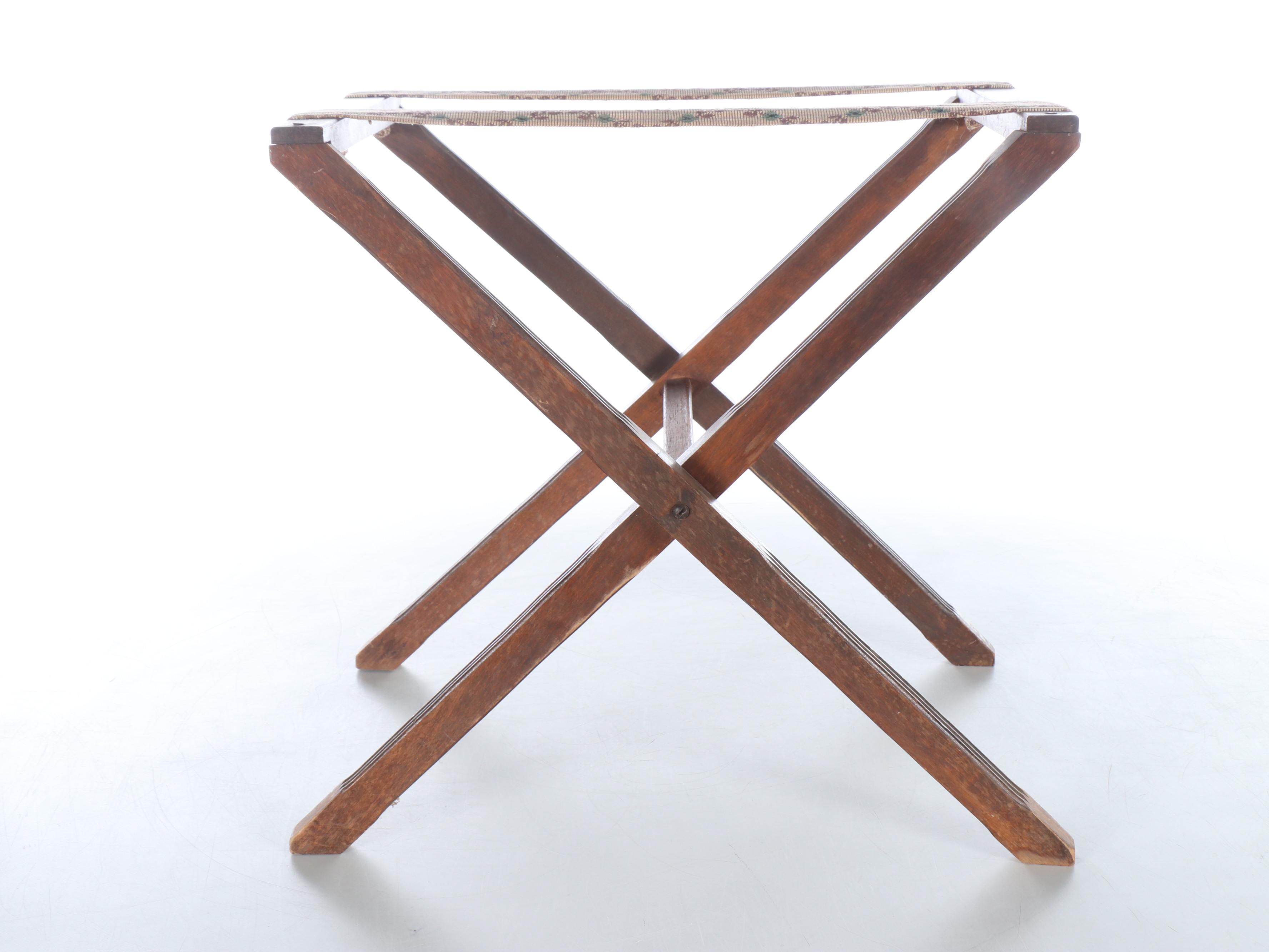 Art Deco Style Gallery Tray and Wooden Luggage Stand