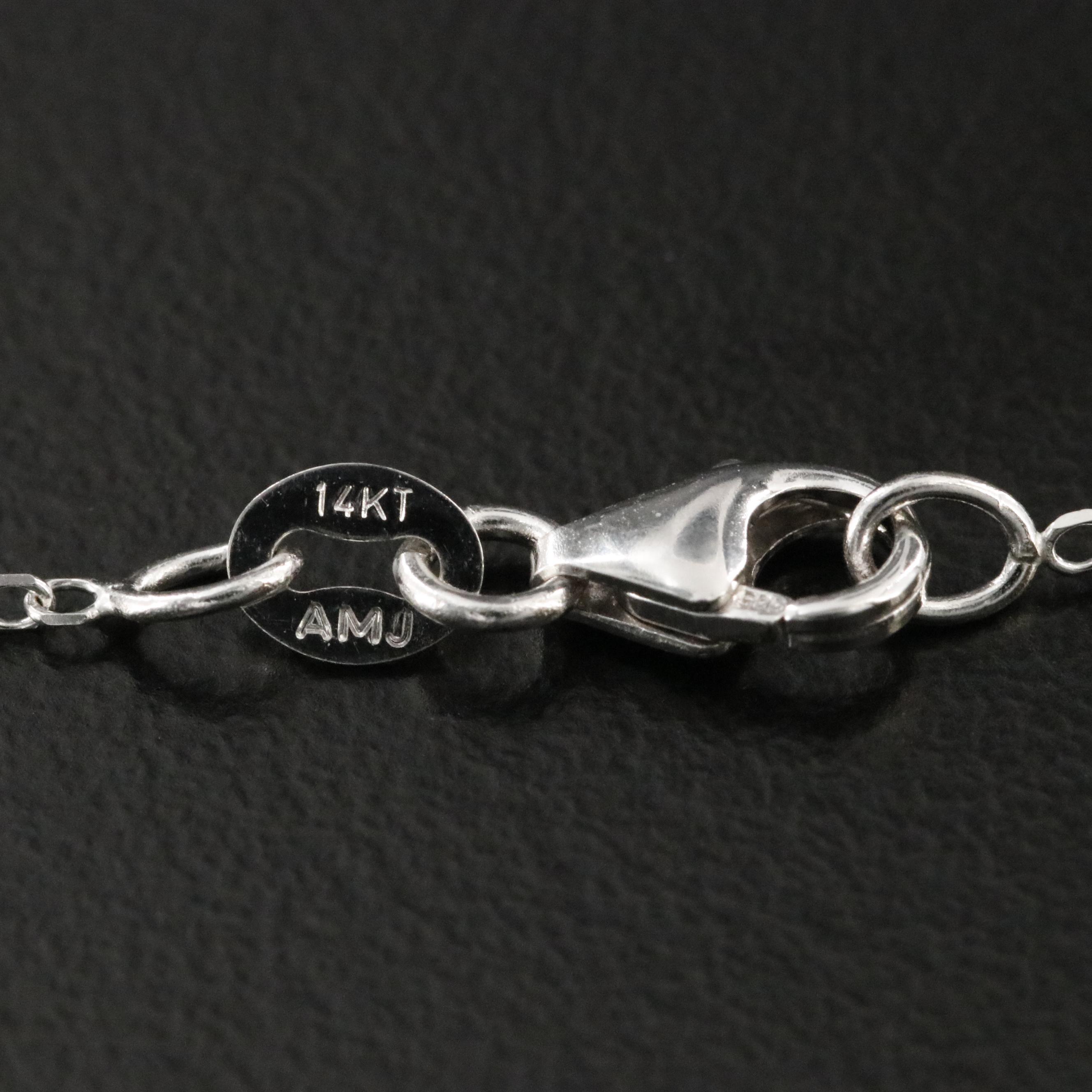 14K 2.18 CT Sapphire and Diamond Halo Pendant Necklace