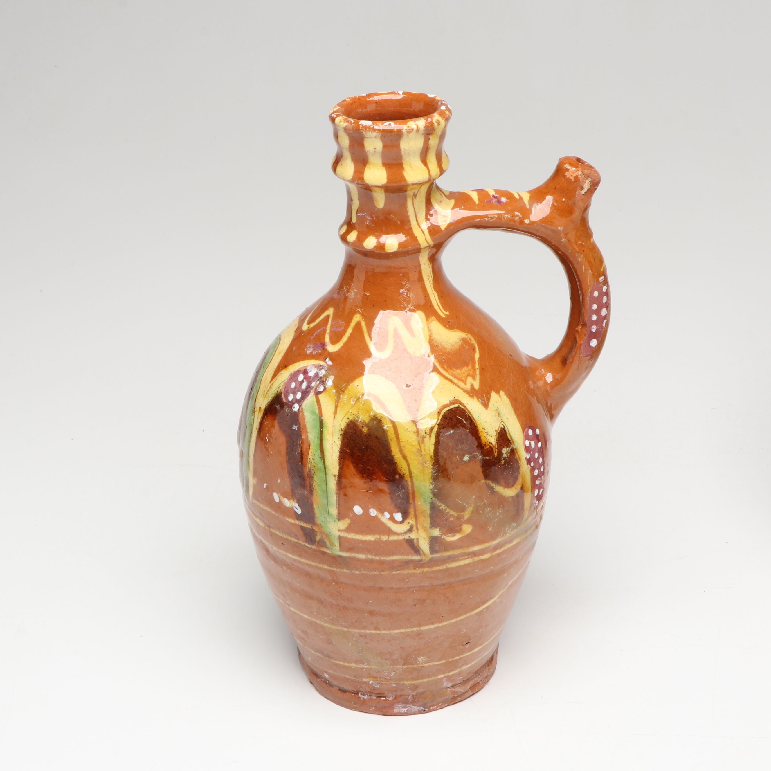Macedonian Style Hand-Painted Terracotta Wine Jugs