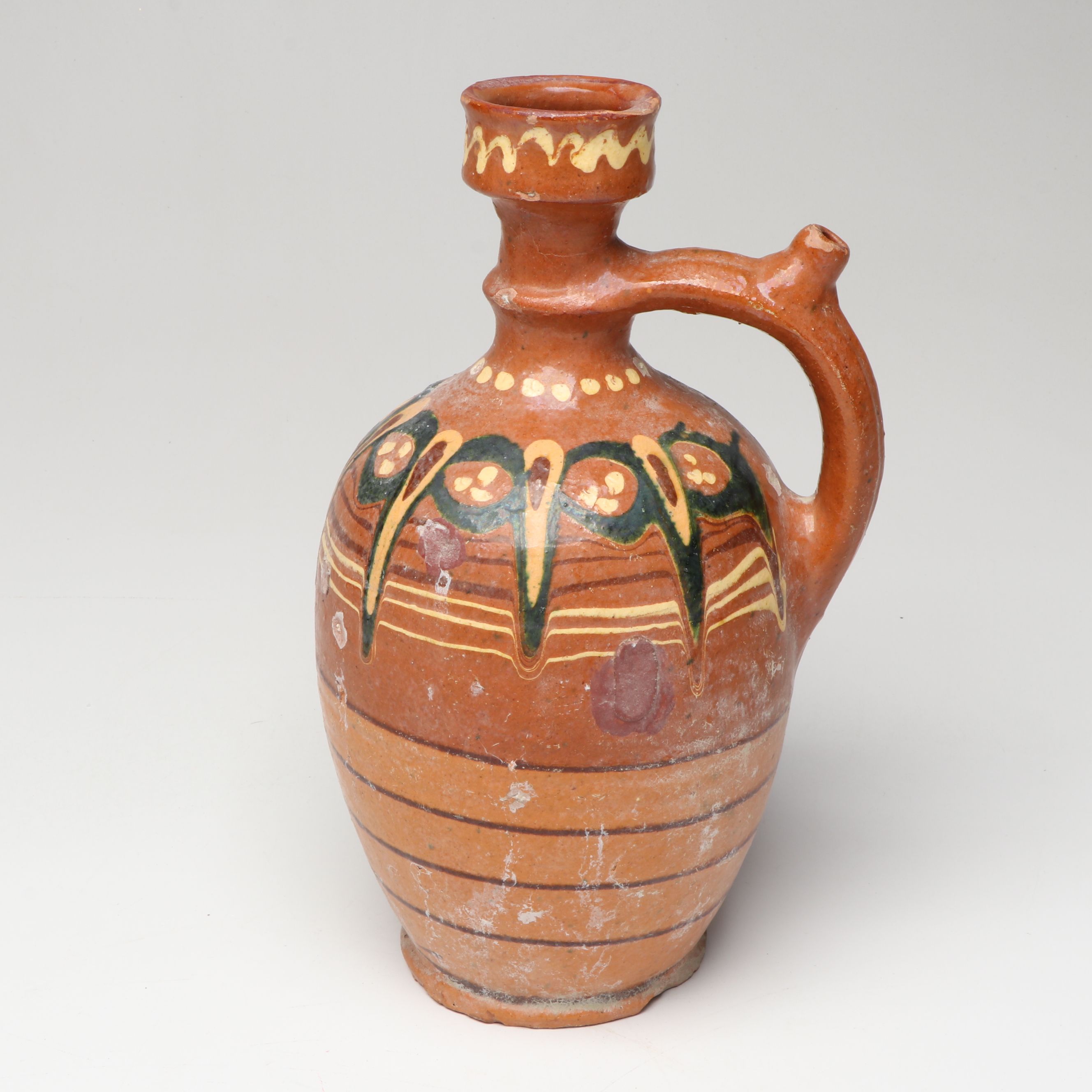 Macedonian Style Hand-Painted Terracotta Wine Jugs