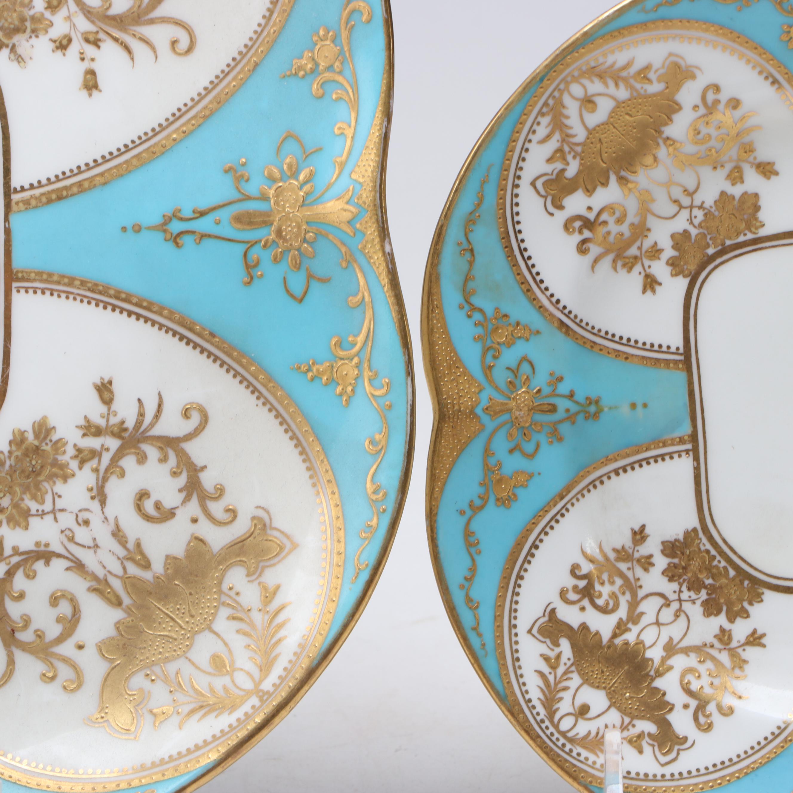 Coalport Porcelain Turquoise and Gilt Accented Dessert Set, Late 19th Century