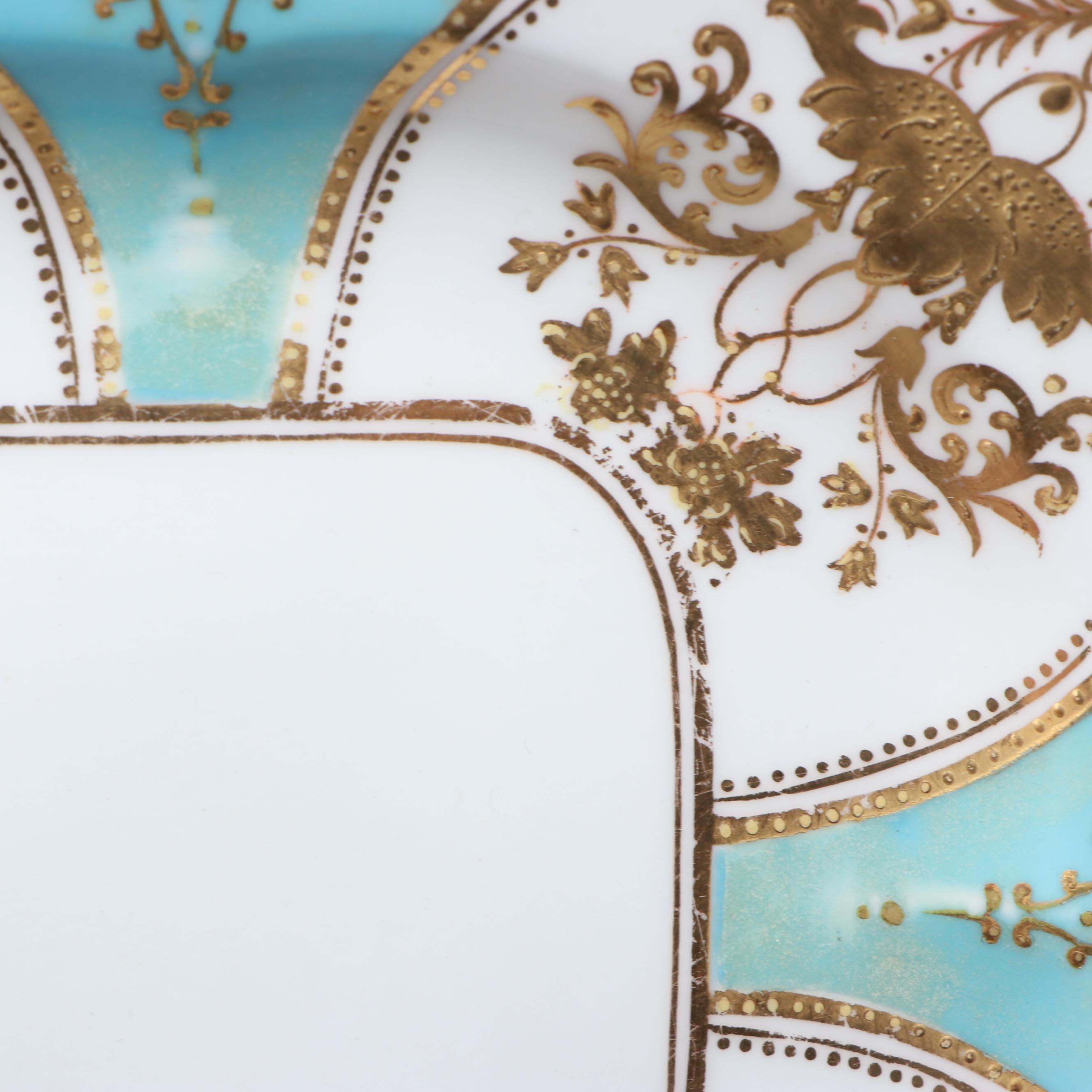 Coalport Porcelain Turquoise and Gilt Accented Dessert Set, Late 19th Century