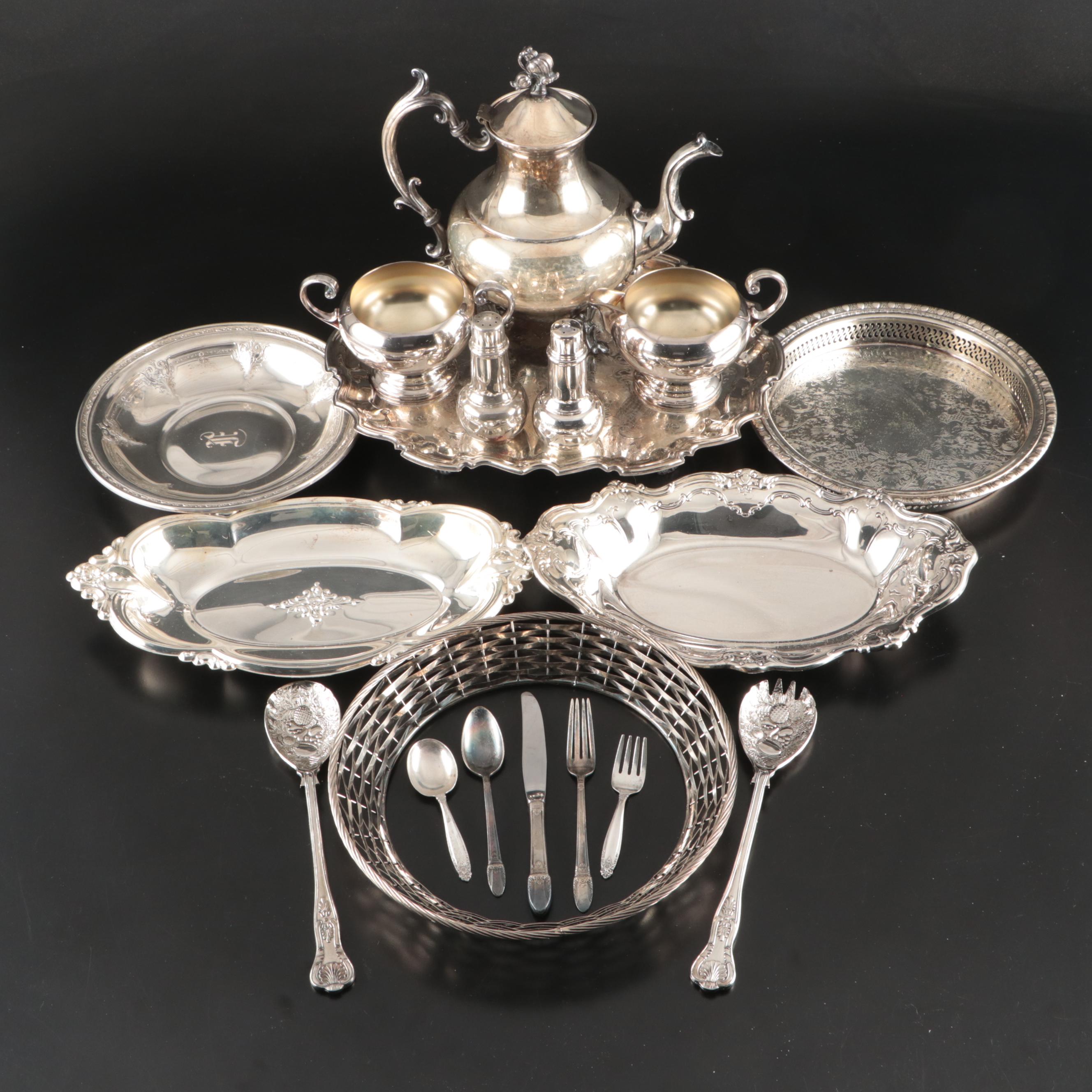 Sterling Silver Bowl, Gorham Silver Plate Dish, and More Silver Plate Serveware