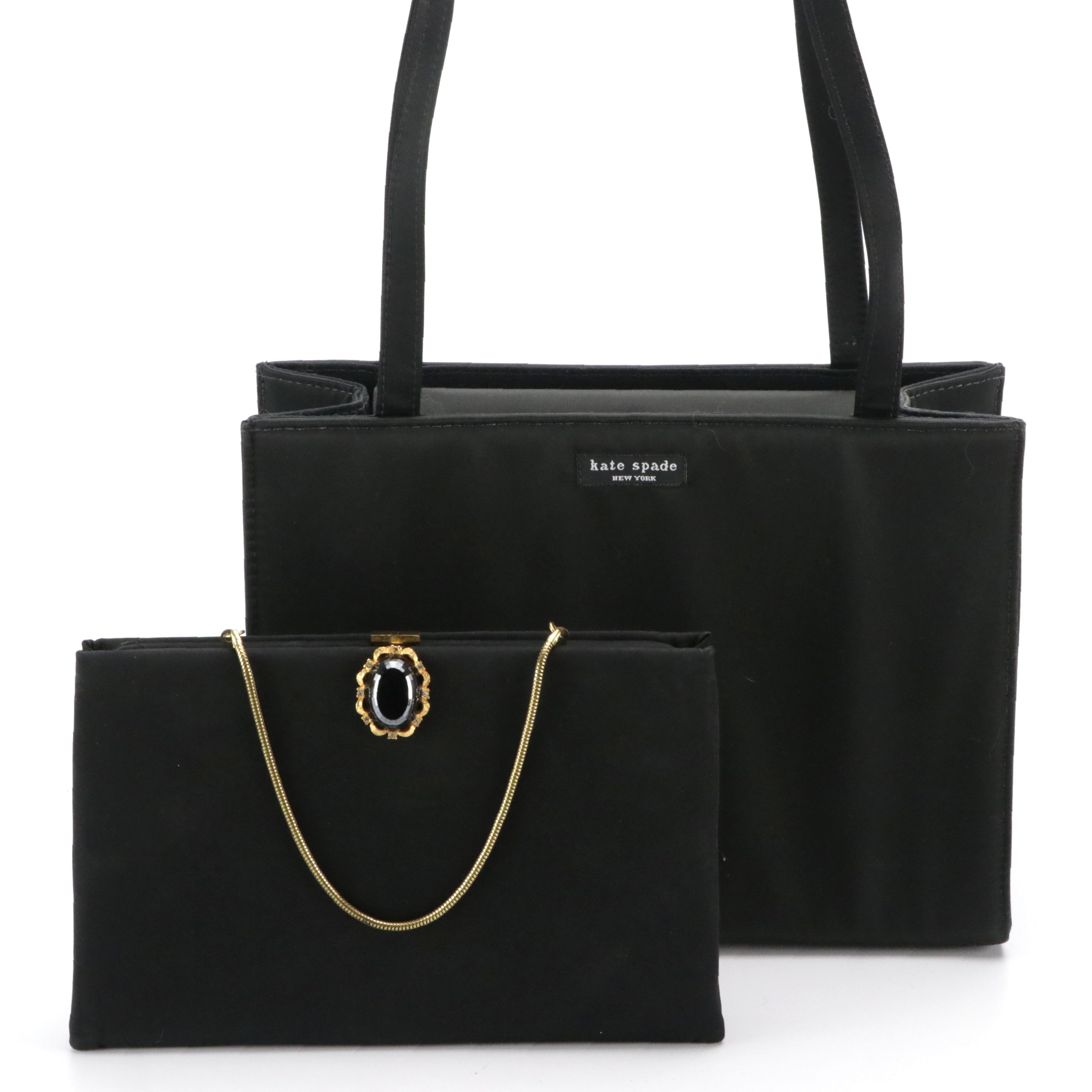 Kate Spade Sam Icon Black Nylon Shoulder Tote, Other Vintage Evening Clutch Bag