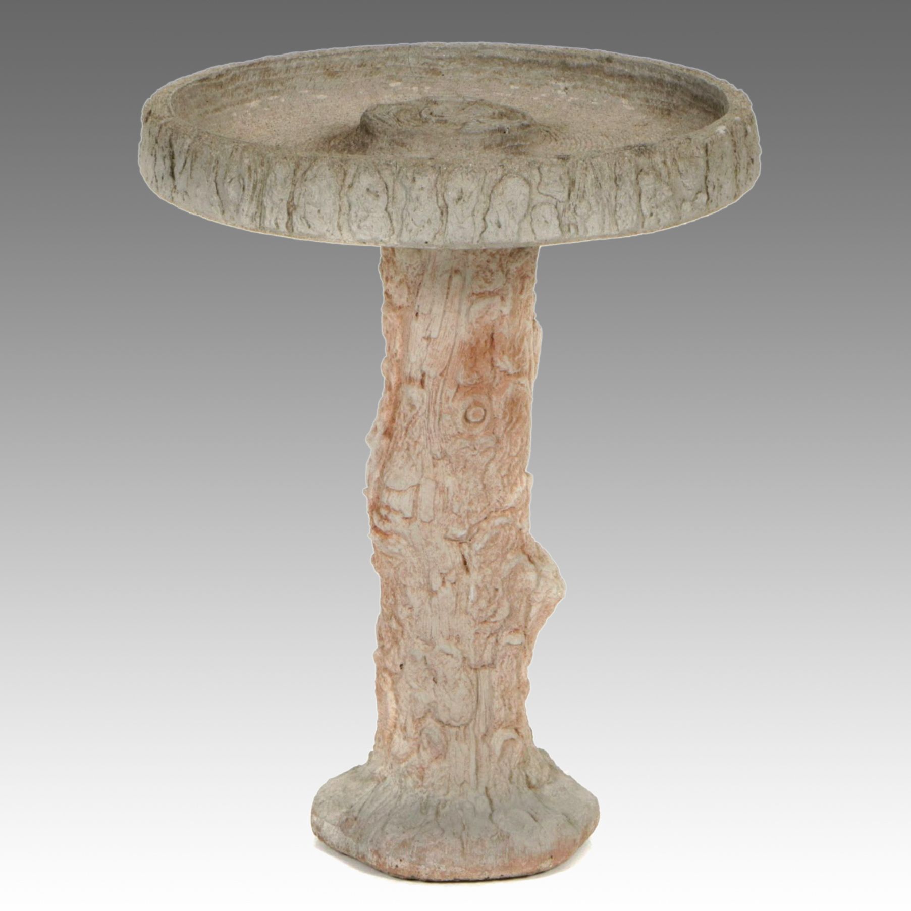 Cast Concrete Tree-Form Birdbath