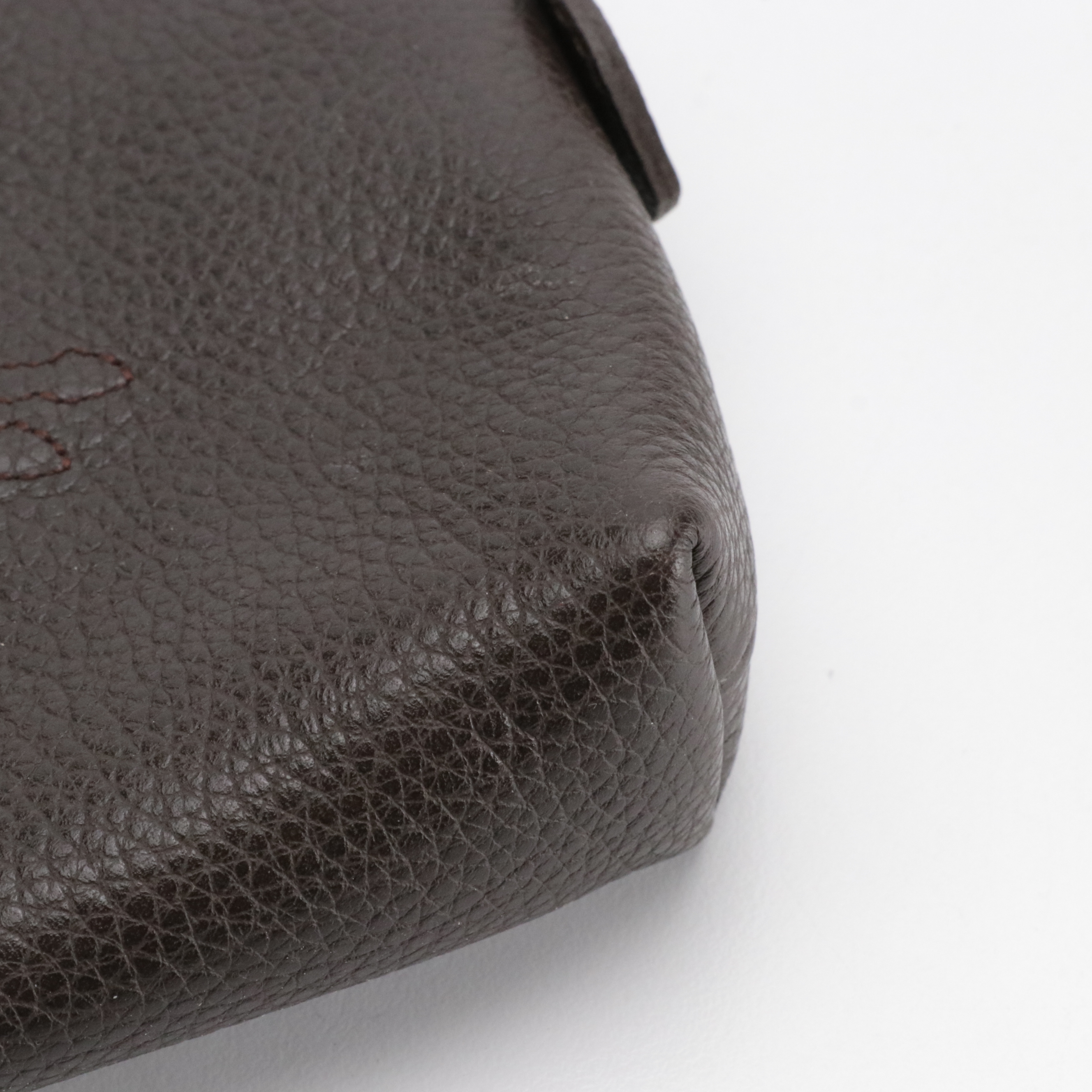 Longchamp Embossed Logo Zip Pouch in Leather