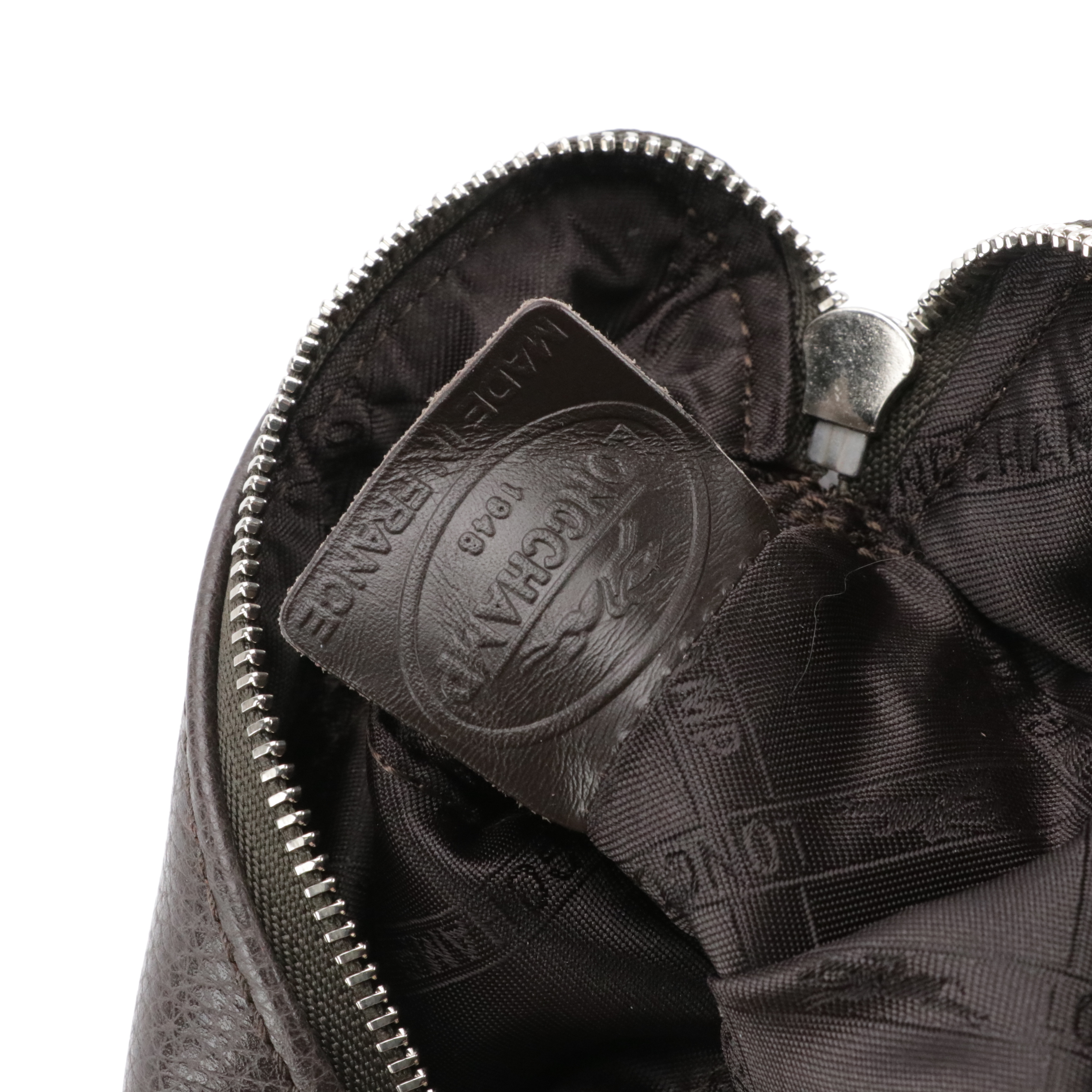 Longchamp Embossed Logo Zip Pouch in Leather