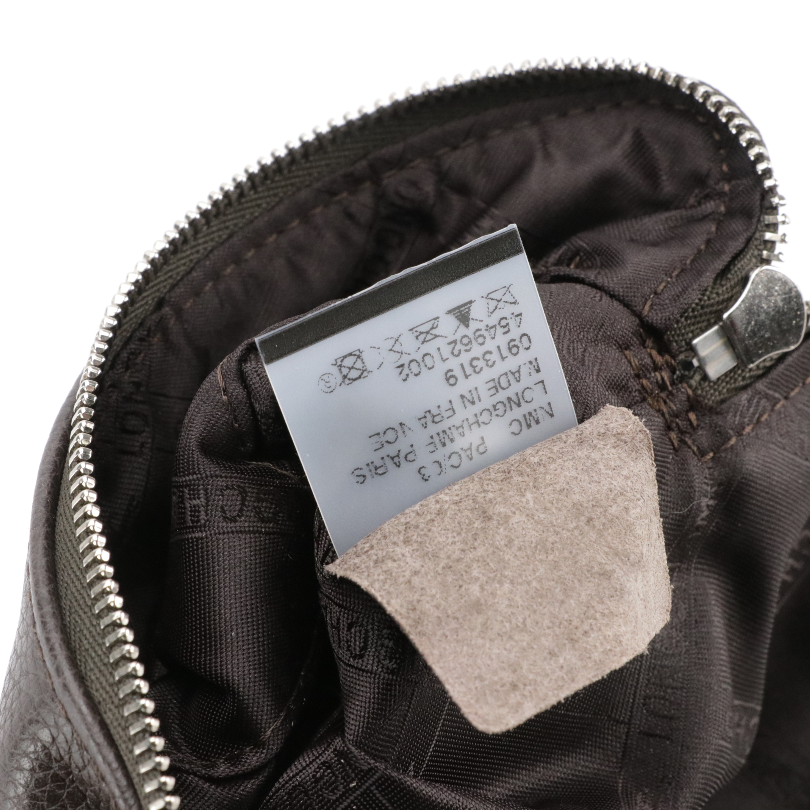 Longchamp Embossed Logo Zip Pouch in Leather