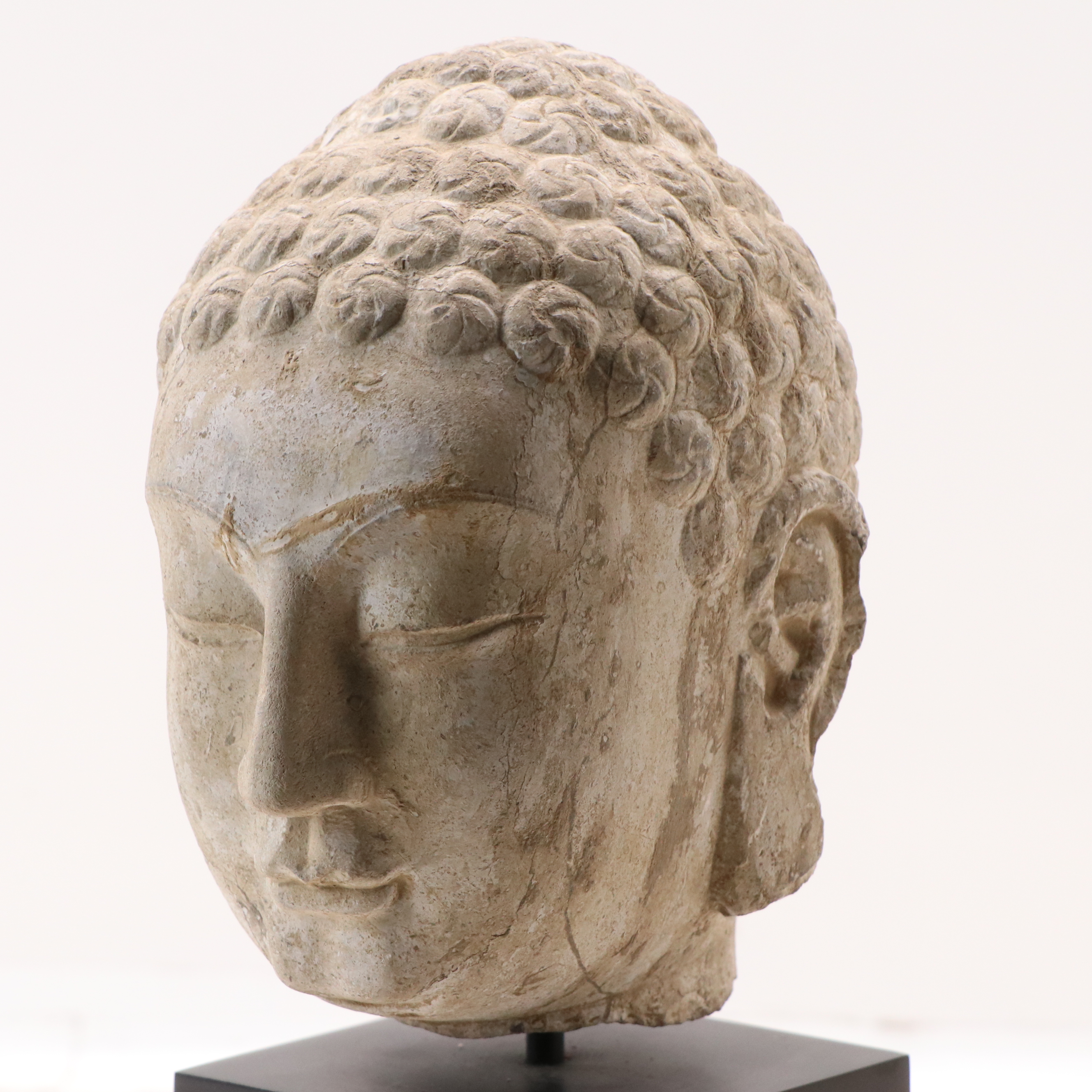 Northern Qi Dynasty Buddha Head Limestone Sculpture, 6th Century