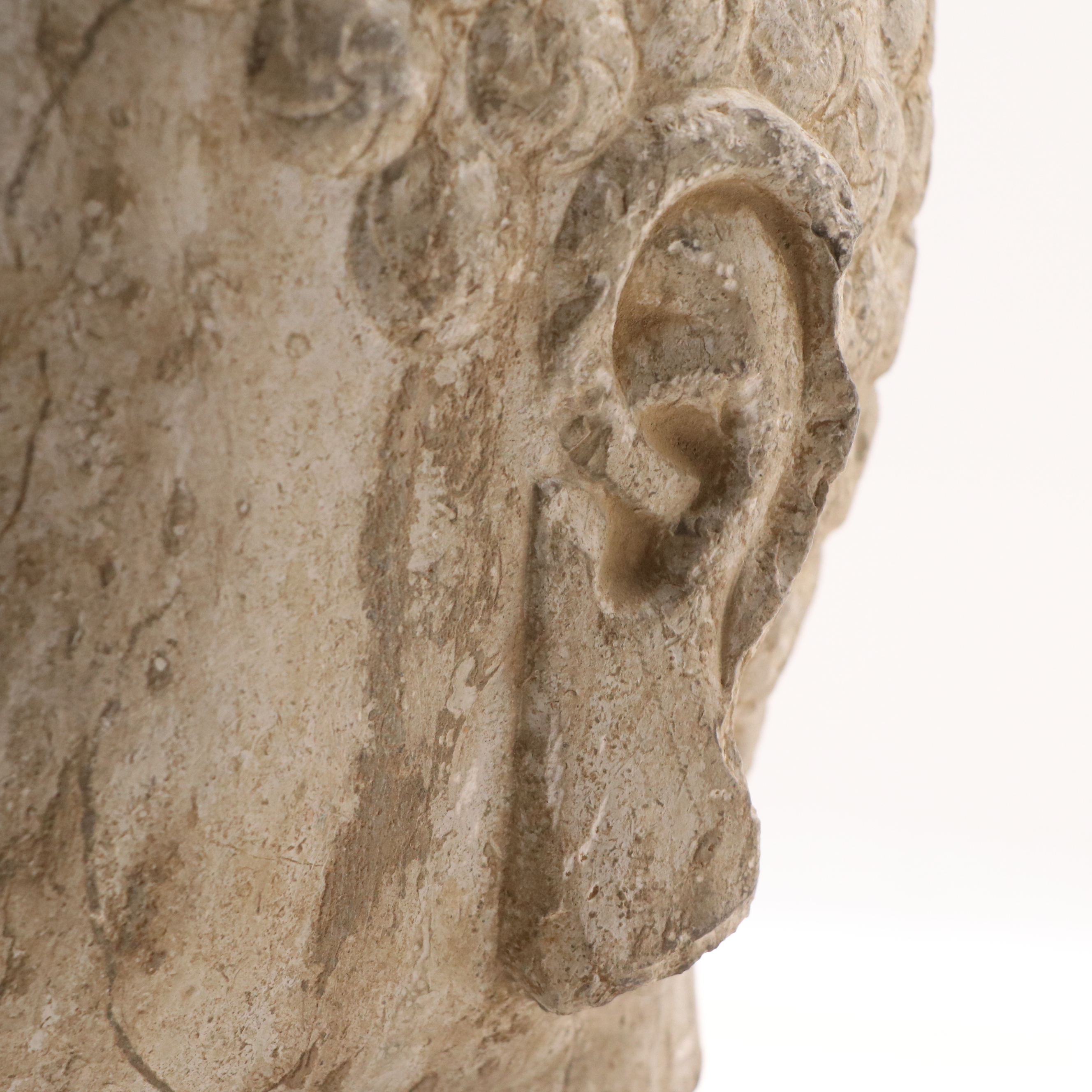 Northern Qi Dynasty Buddha Head Limestone Sculpture, 6th Century