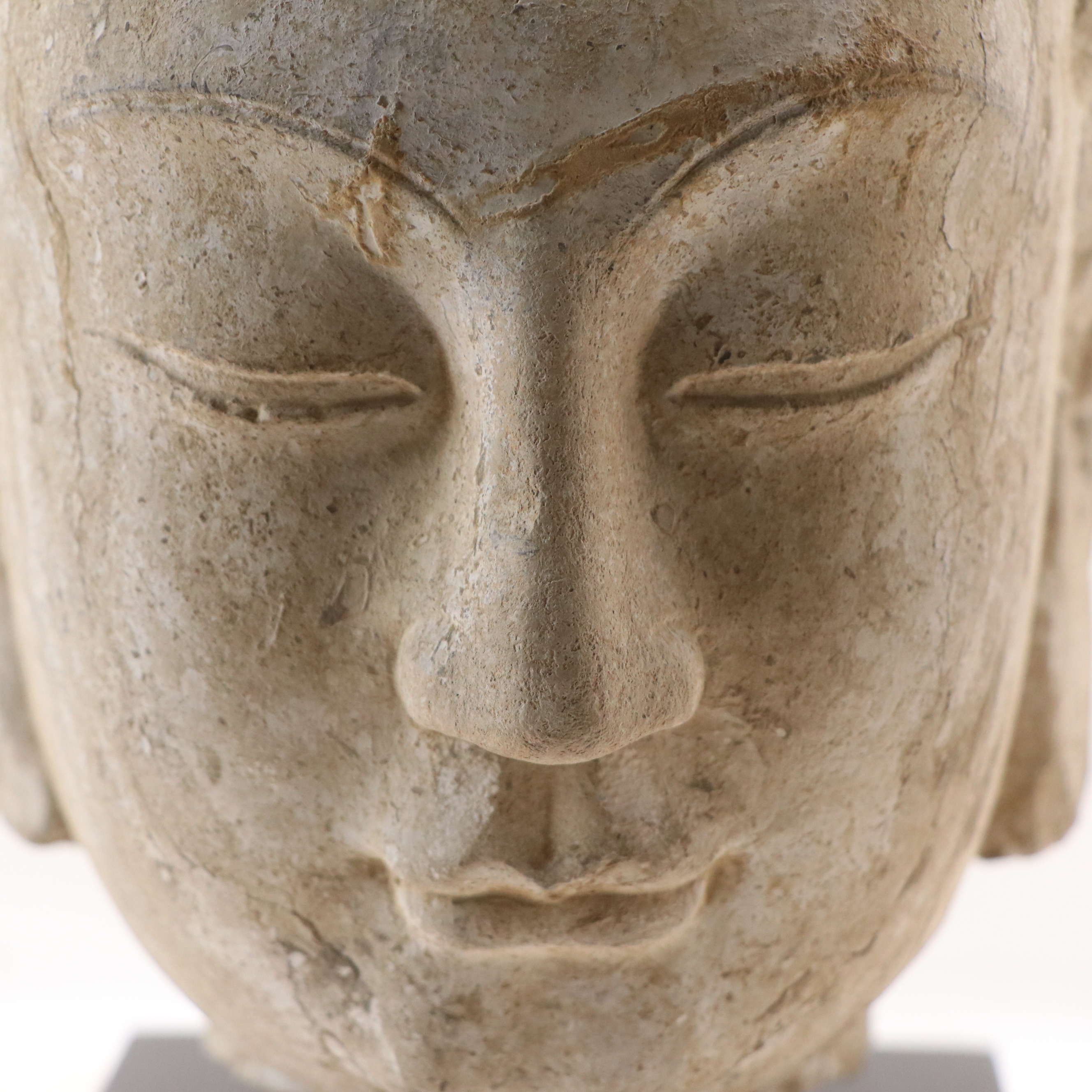 Northern Qi Dynasty Buddha Head Limestone Sculpture, 6th Century
