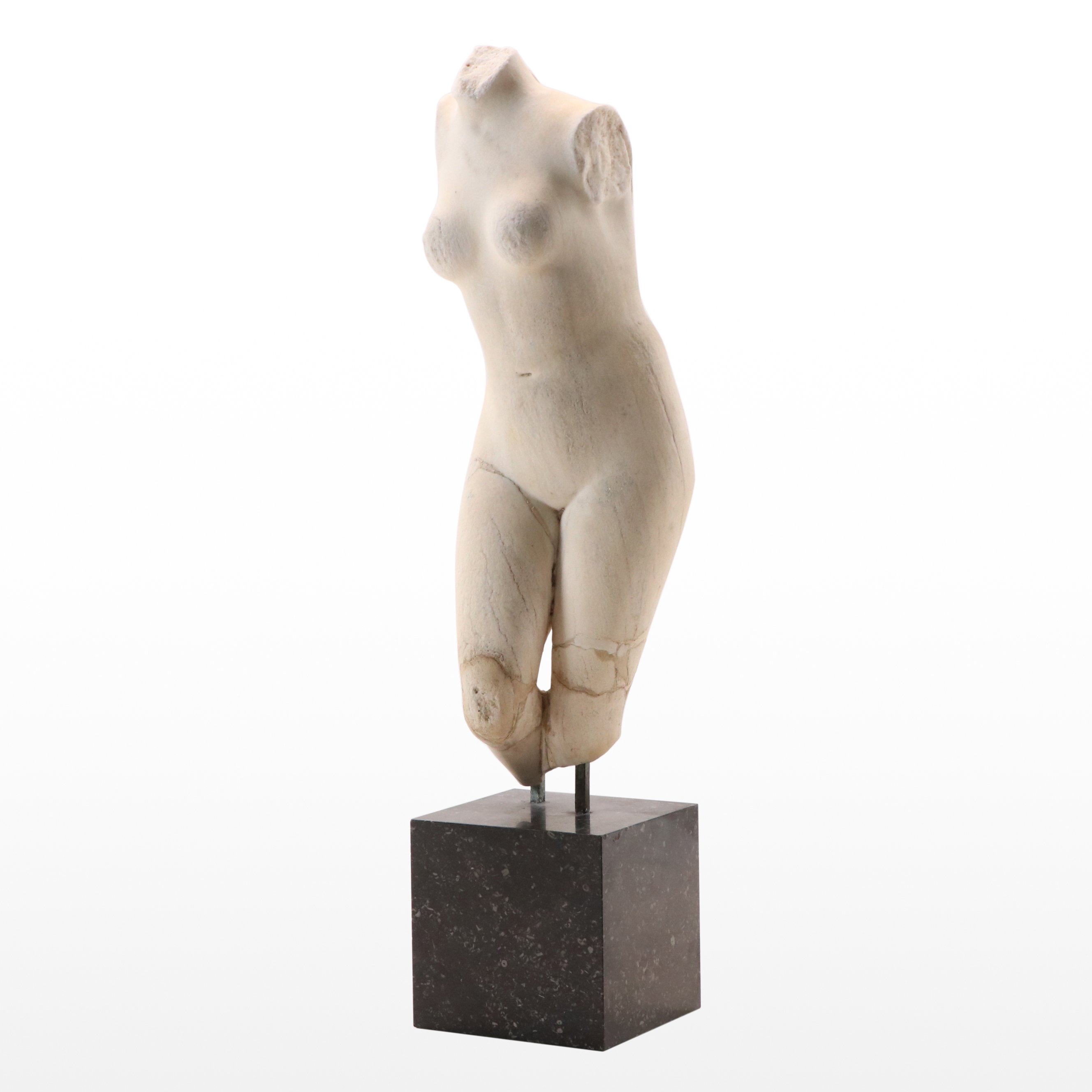 Ancient Roman Manner Venus Torso Marble Sculpture