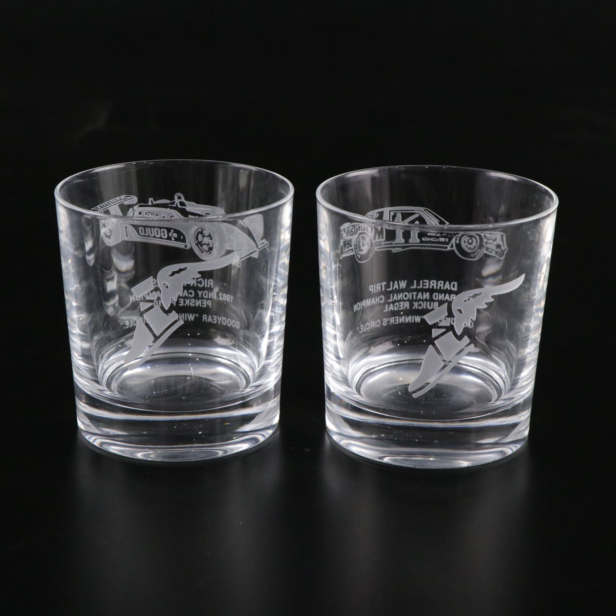 Etched Goodyear Rocks Glasses & Golf Course Double Old Fashioned Glasses