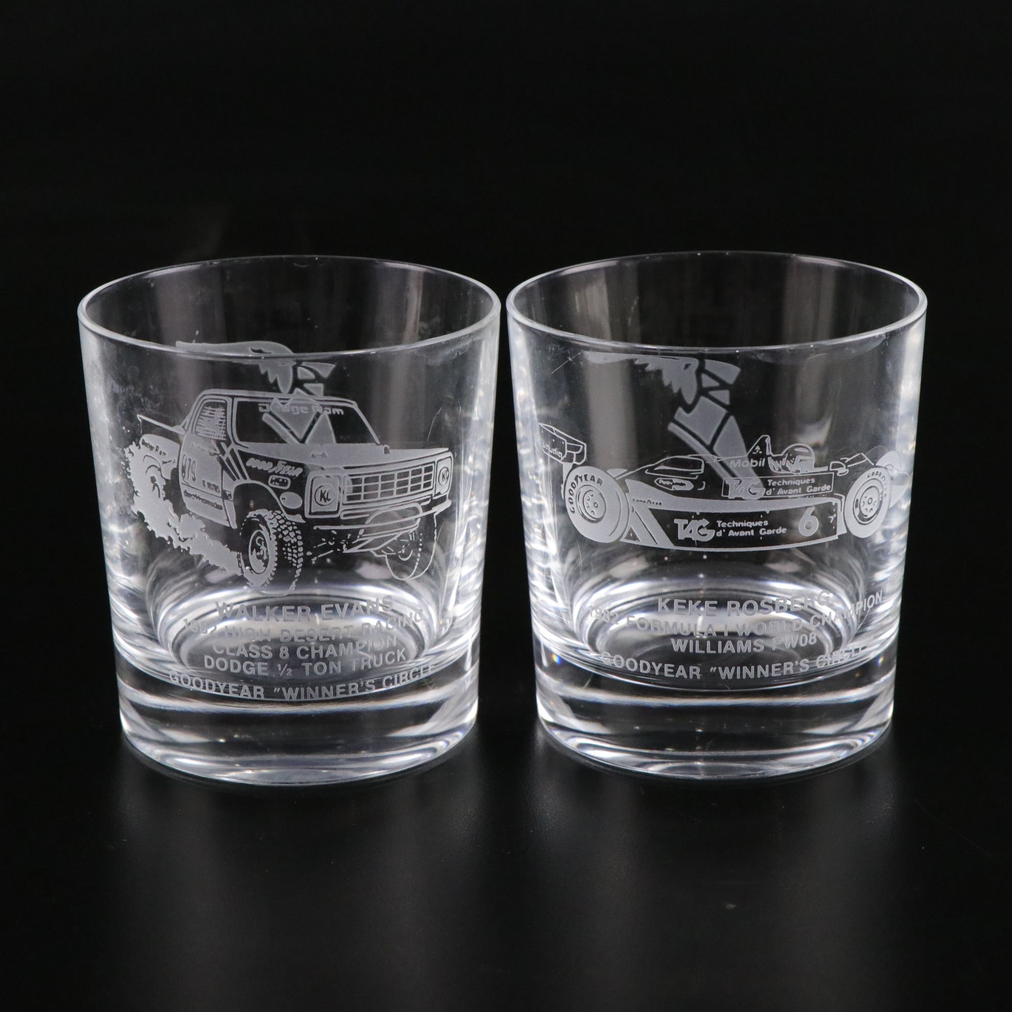 Etched Goodyear Rocks Glasses & Golf Course Double Old Fashioned Glasses