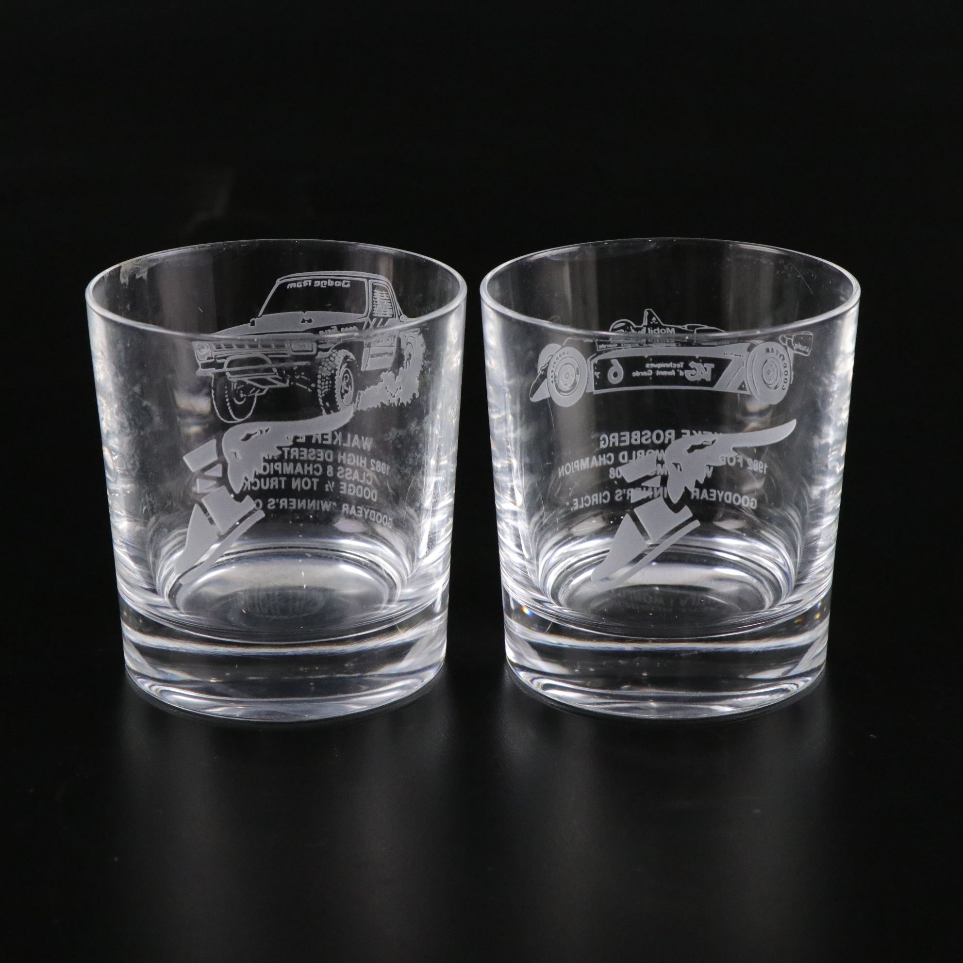 Etched Goodyear Rocks Glasses & Golf Course Double Old Fashioned Glasses