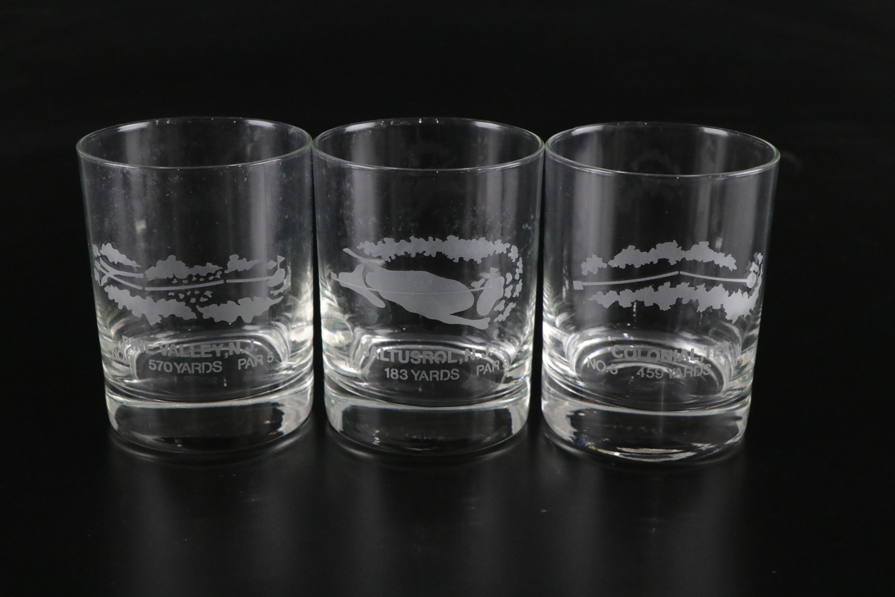 Etched Goodyear Rocks Glasses & Golf Course Double Old Fashioned Glasses