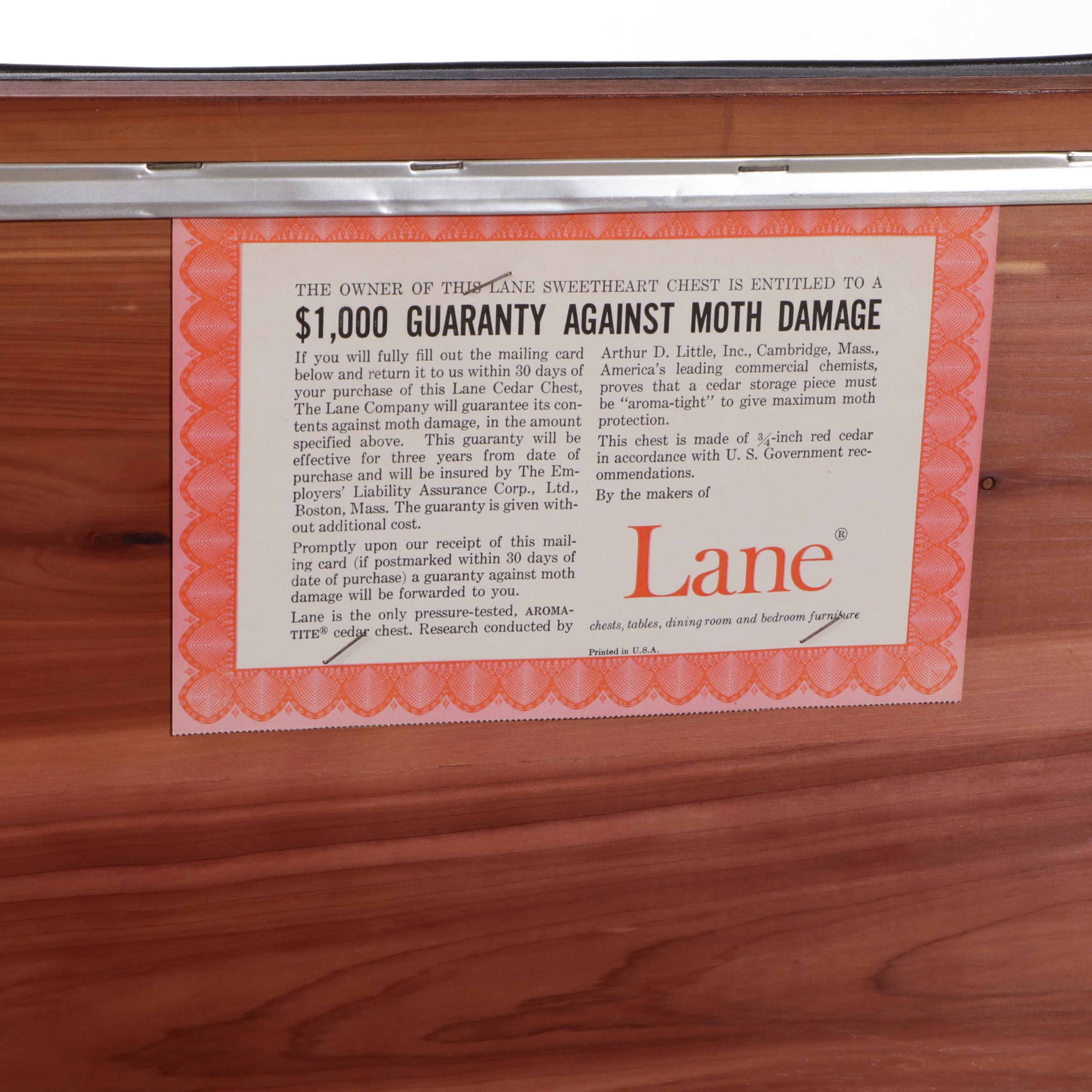 Lane Mid Century Modern Cedar Lined Walnut Chest with Button Tufted Cushion