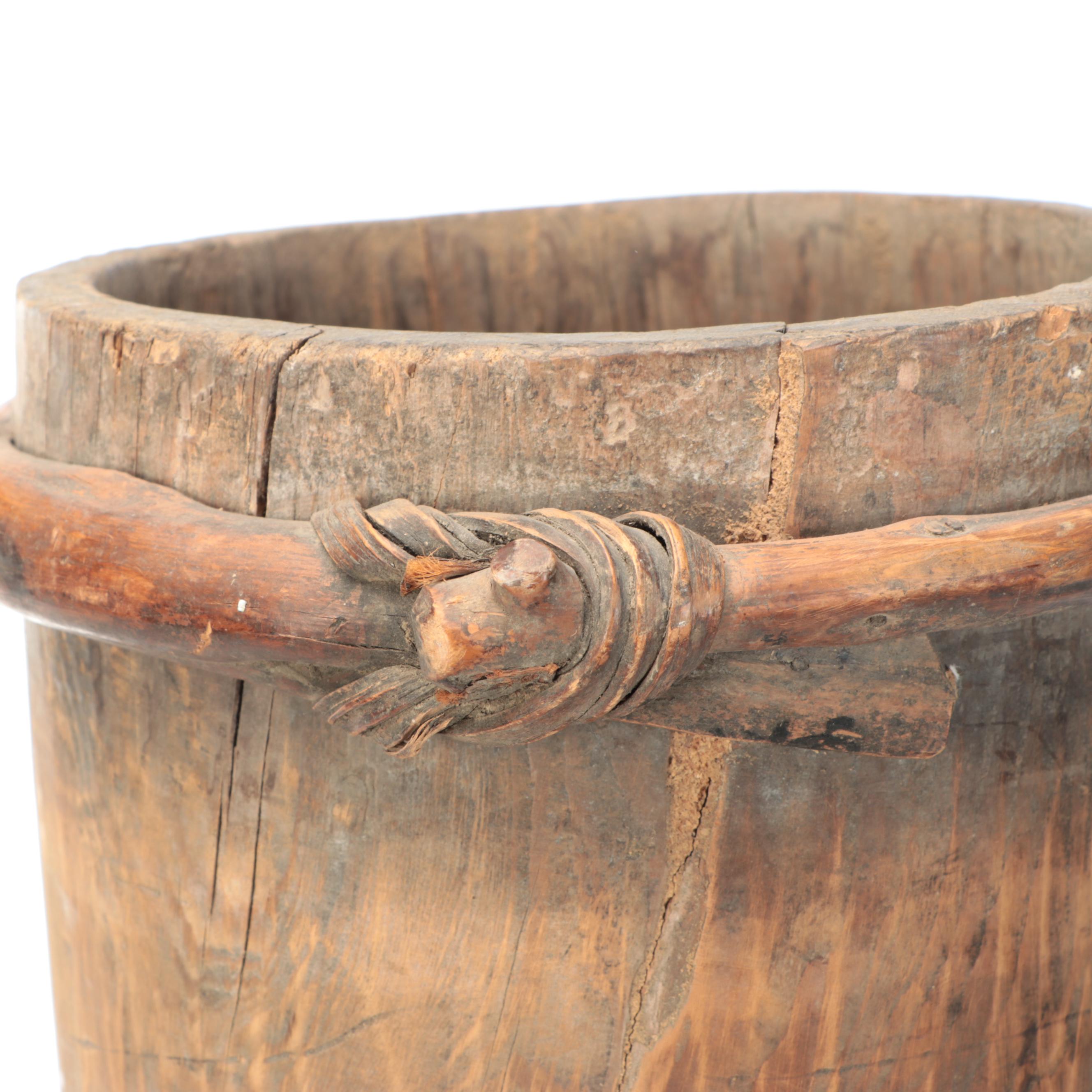 Rustic Style Handcrafted Cylindrical Wooden Umbrella Stand