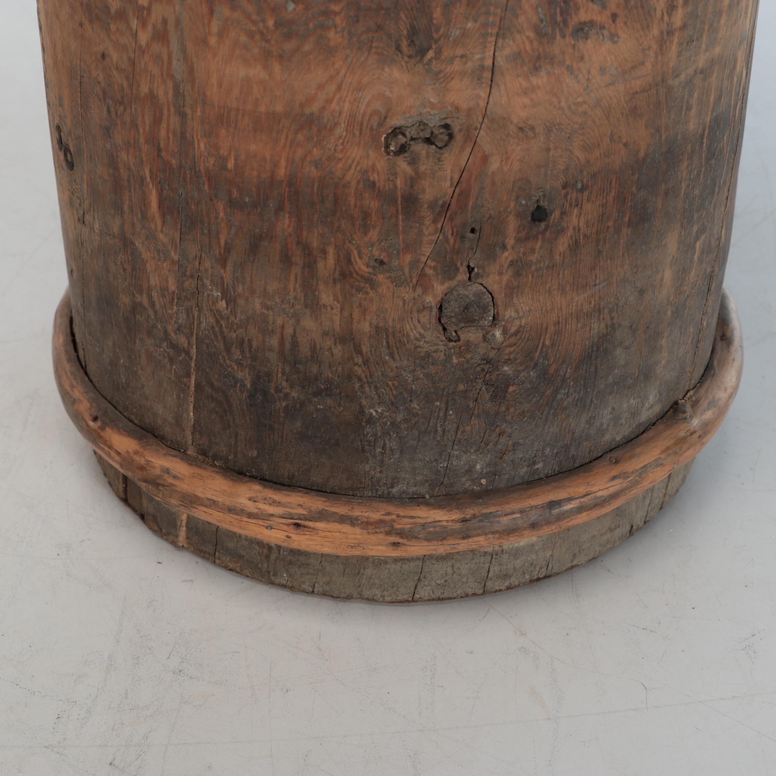 Rustic Style Handcrafted Cylindrical Wooden Umbrella Stand
