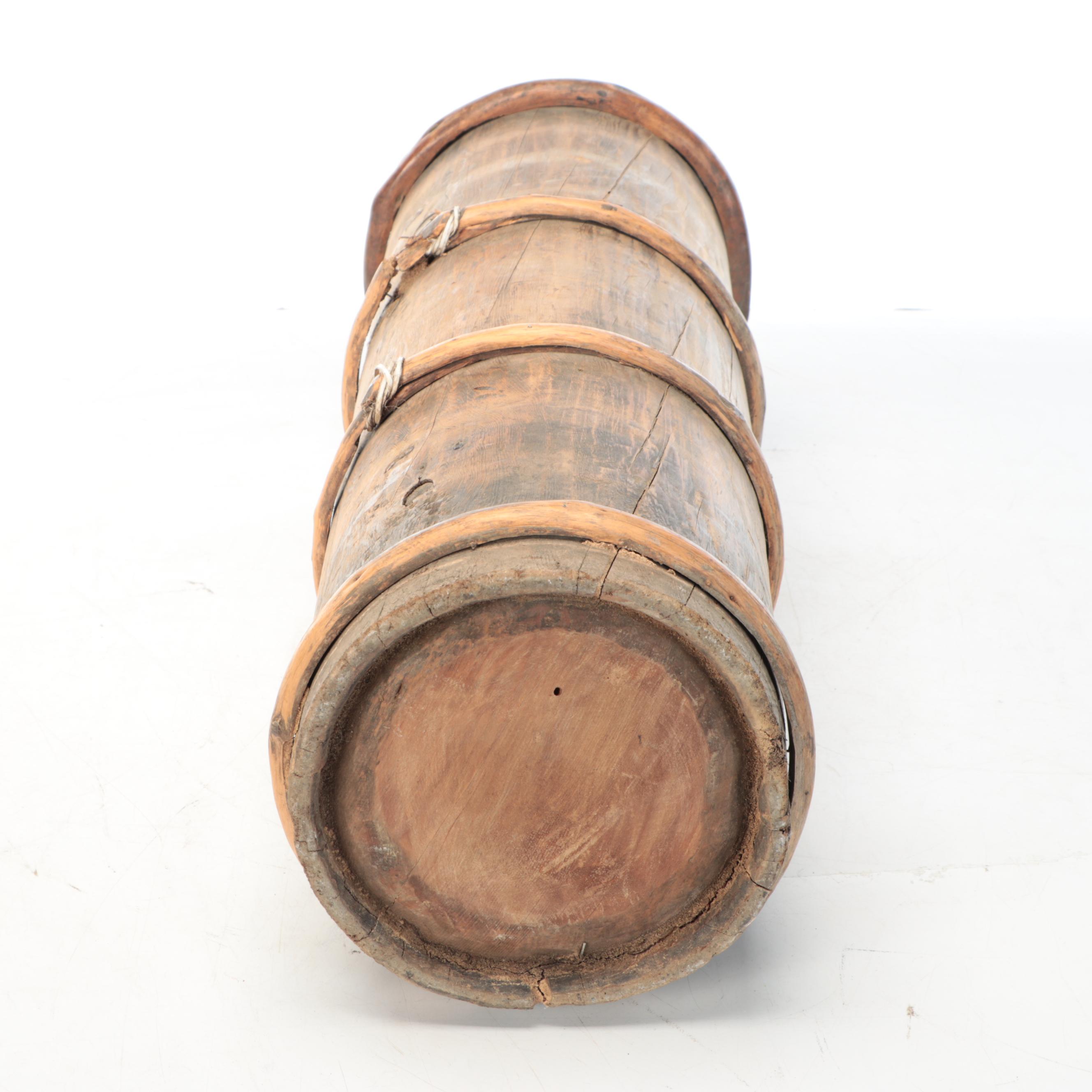 Rustic Style Handcrafted Cylindrical Wooden Umbrella Stand