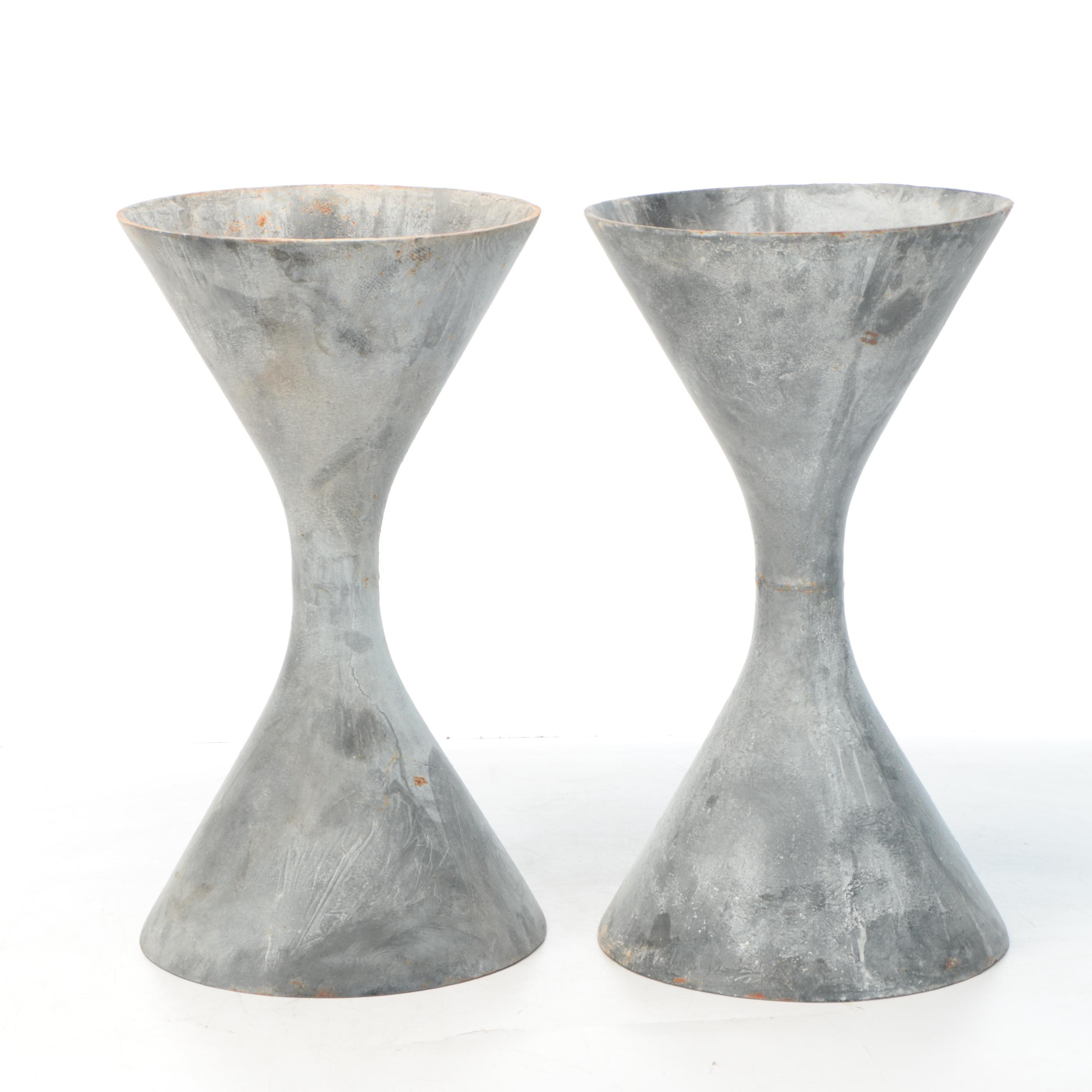 Pair of Mid Century Modern Style Metal Spindle Planters, Manner of Willy Guhl