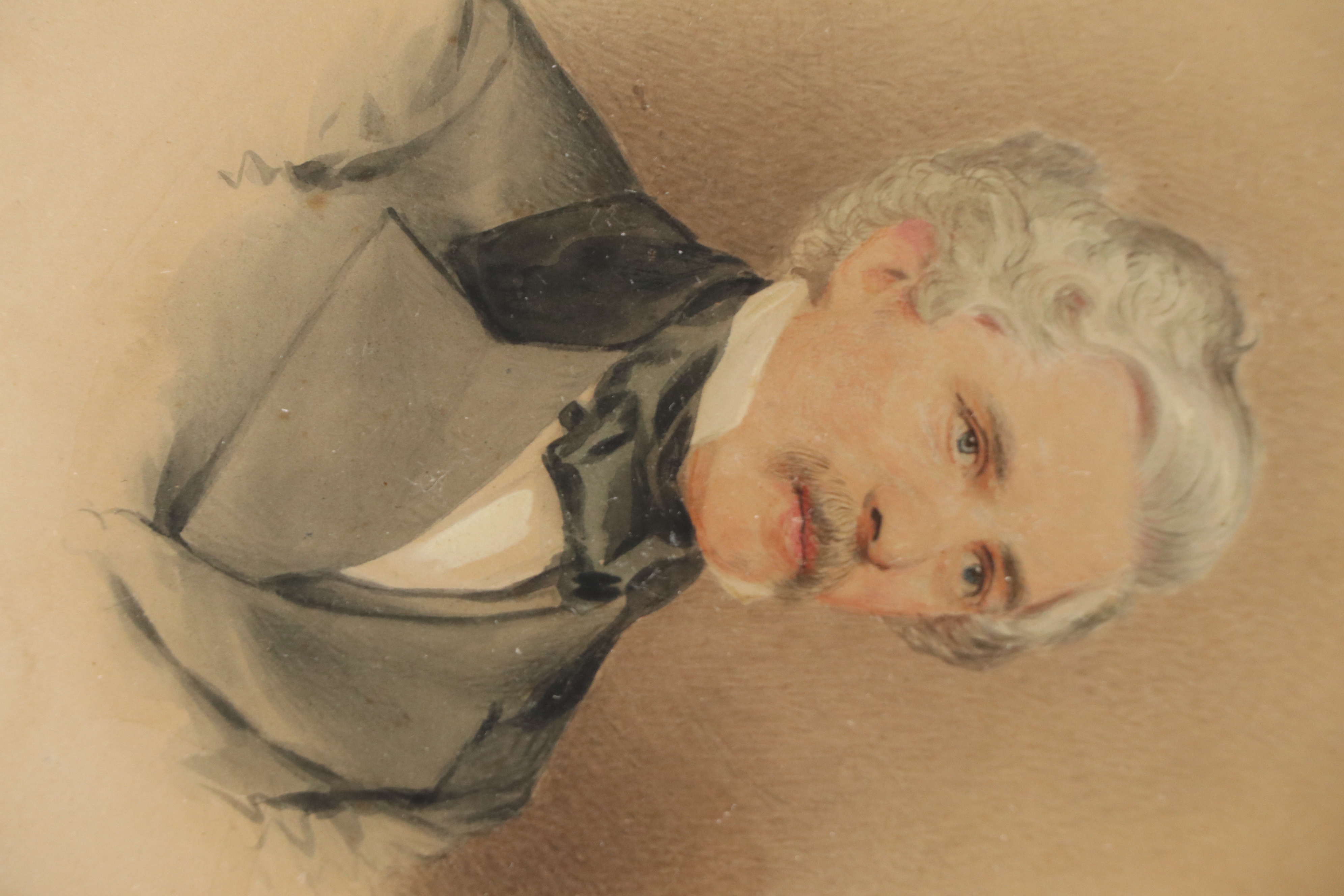 Gouache Painting and Silver Gelatin Photograph Portraits of Gentlemen