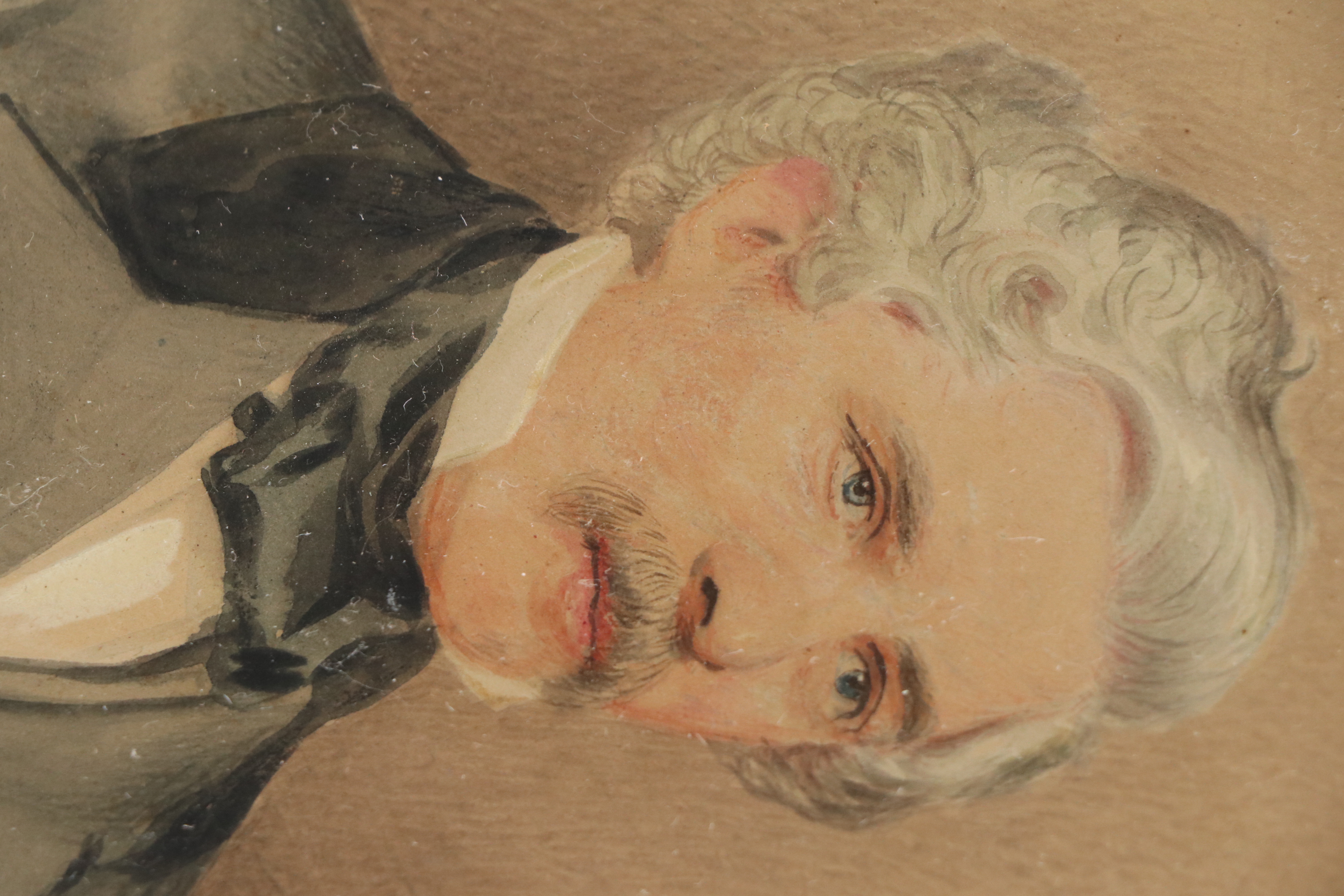 Gouache Painting and Silver Gelatin Photograph Portraits of Gentlemen