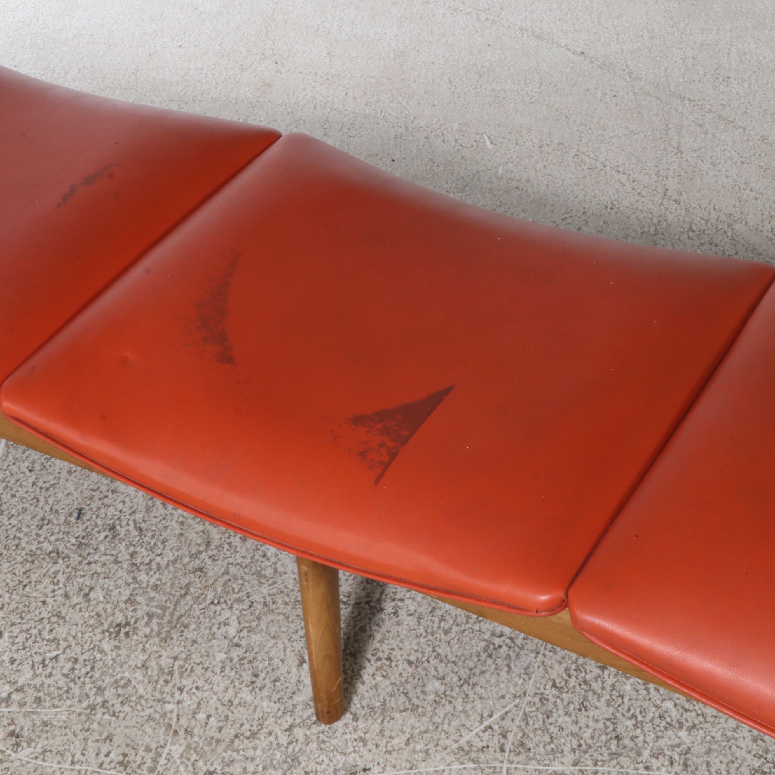 Pair of Nemschoff Chairs, Inc. Vinyl and Walnut Benches, Mid-20th Century