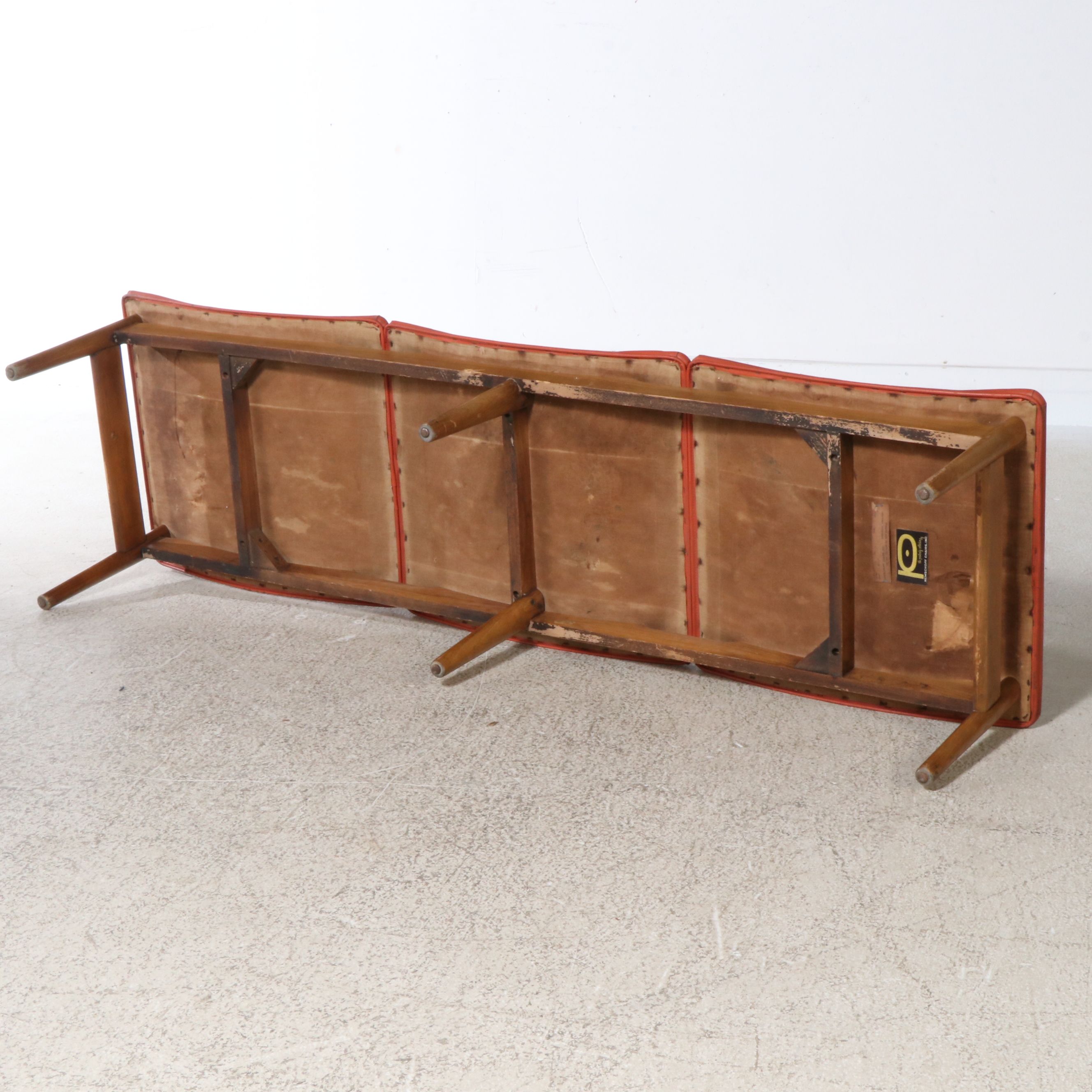 Pair of Nemschoff Chairs, Inc. Vinyl and Walnut Benches, Mid-20th Century