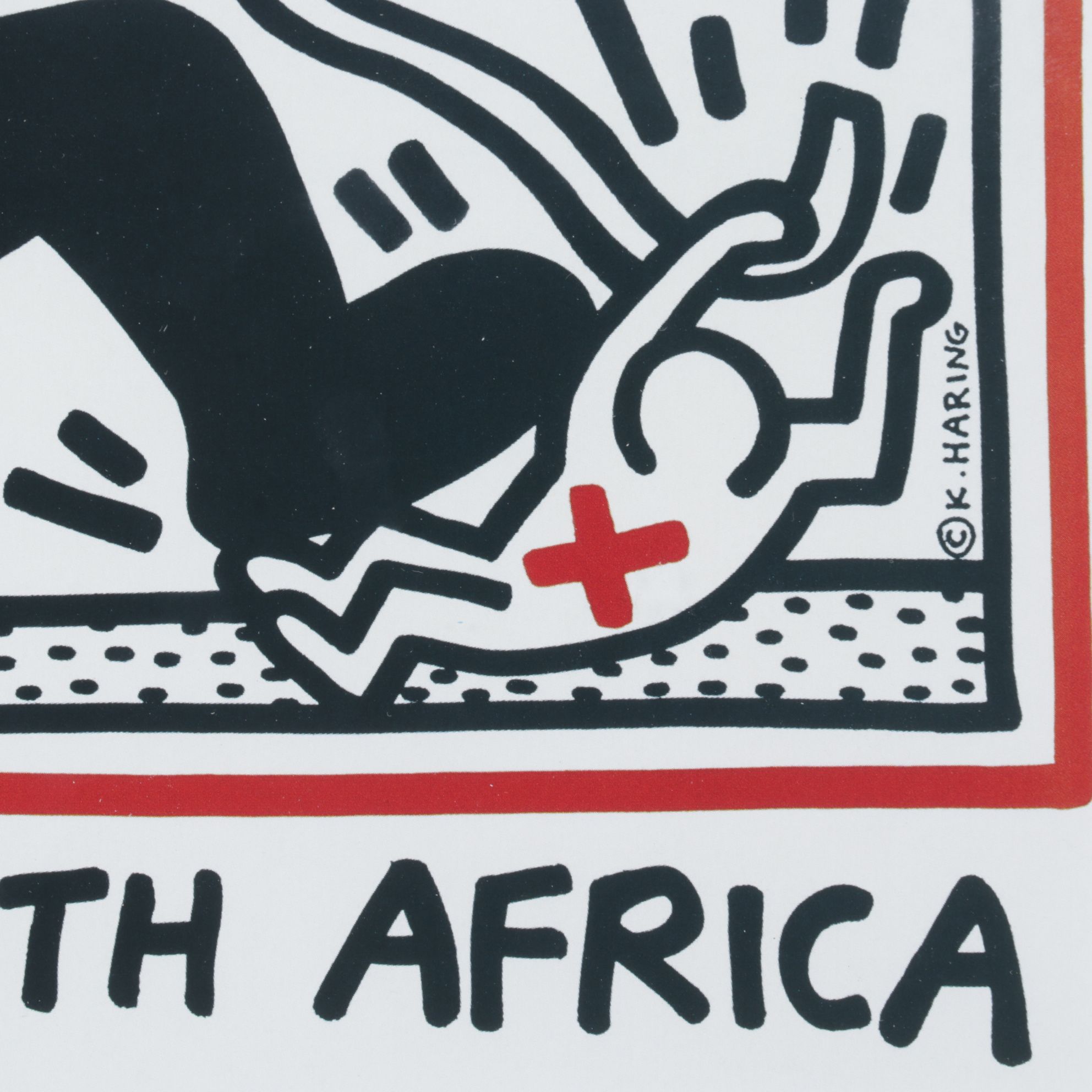 Offset Lithograph "Free South Africa" After Keith Haring, 1985