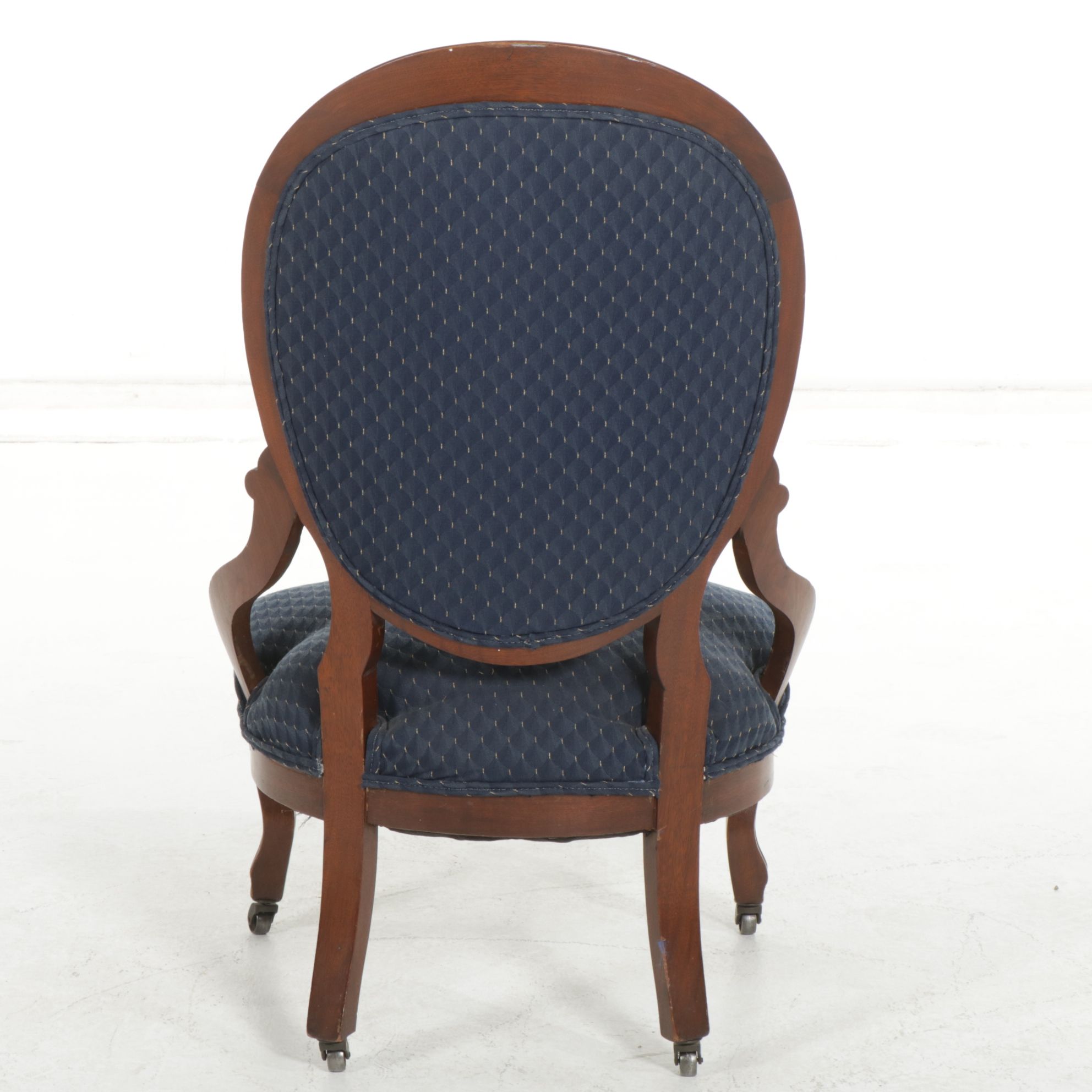 Victorian Carved Mahogany Upholstered Balloon Back Side Chair