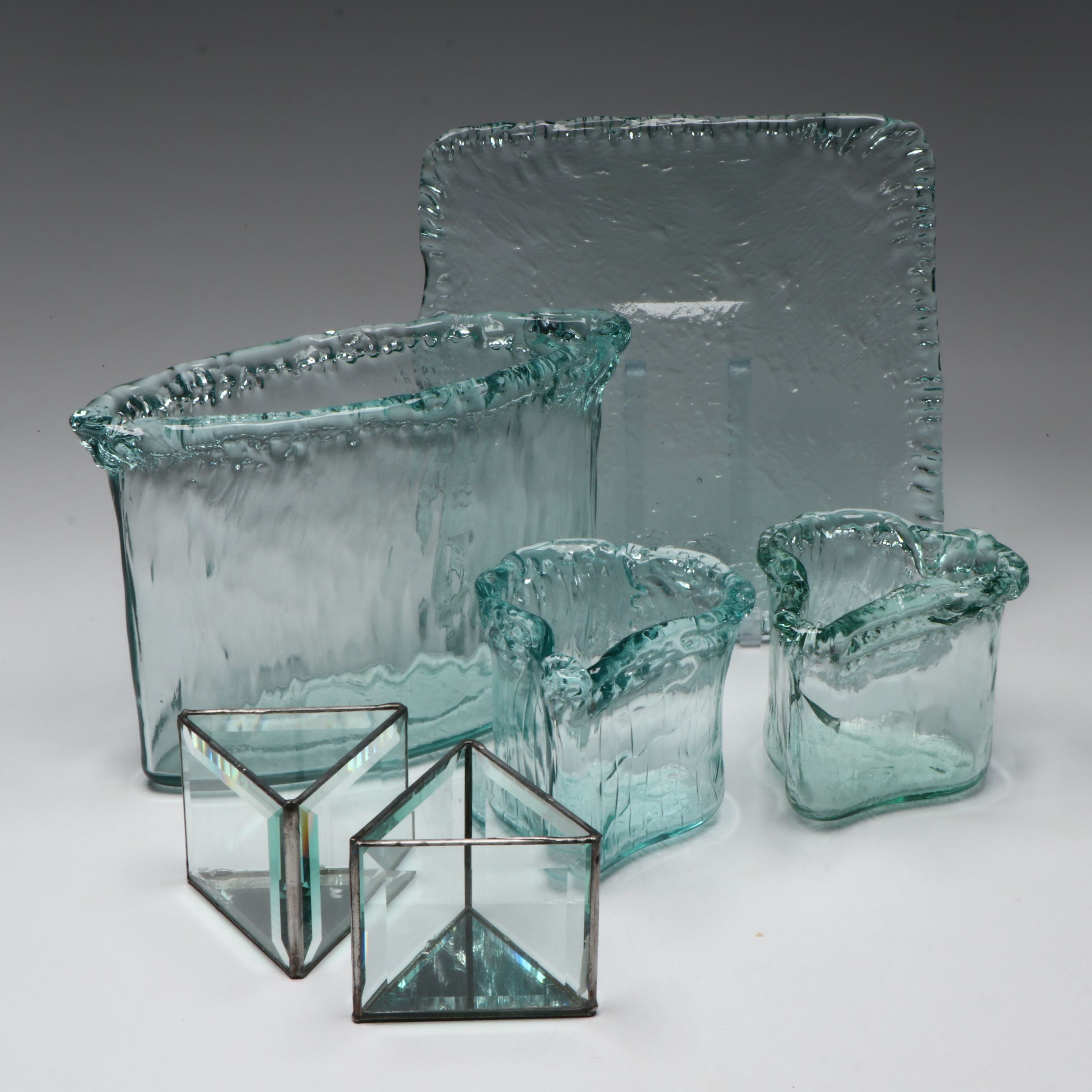 Recycled Glass Large Ellipse Vase, Square Platter, Heart Votives & More