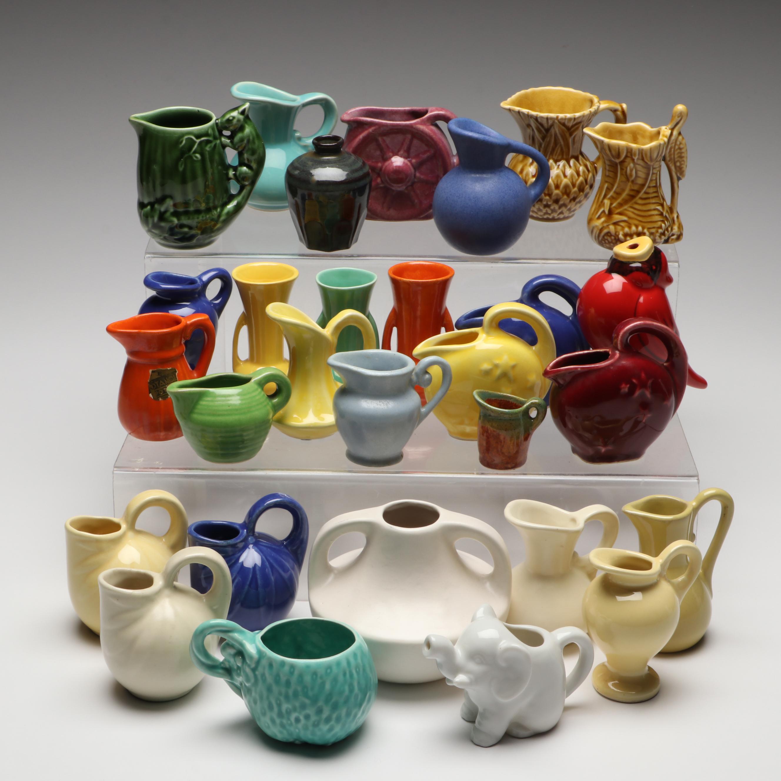 Miniature Ceramic Vases and Pitchers with Pie Bird