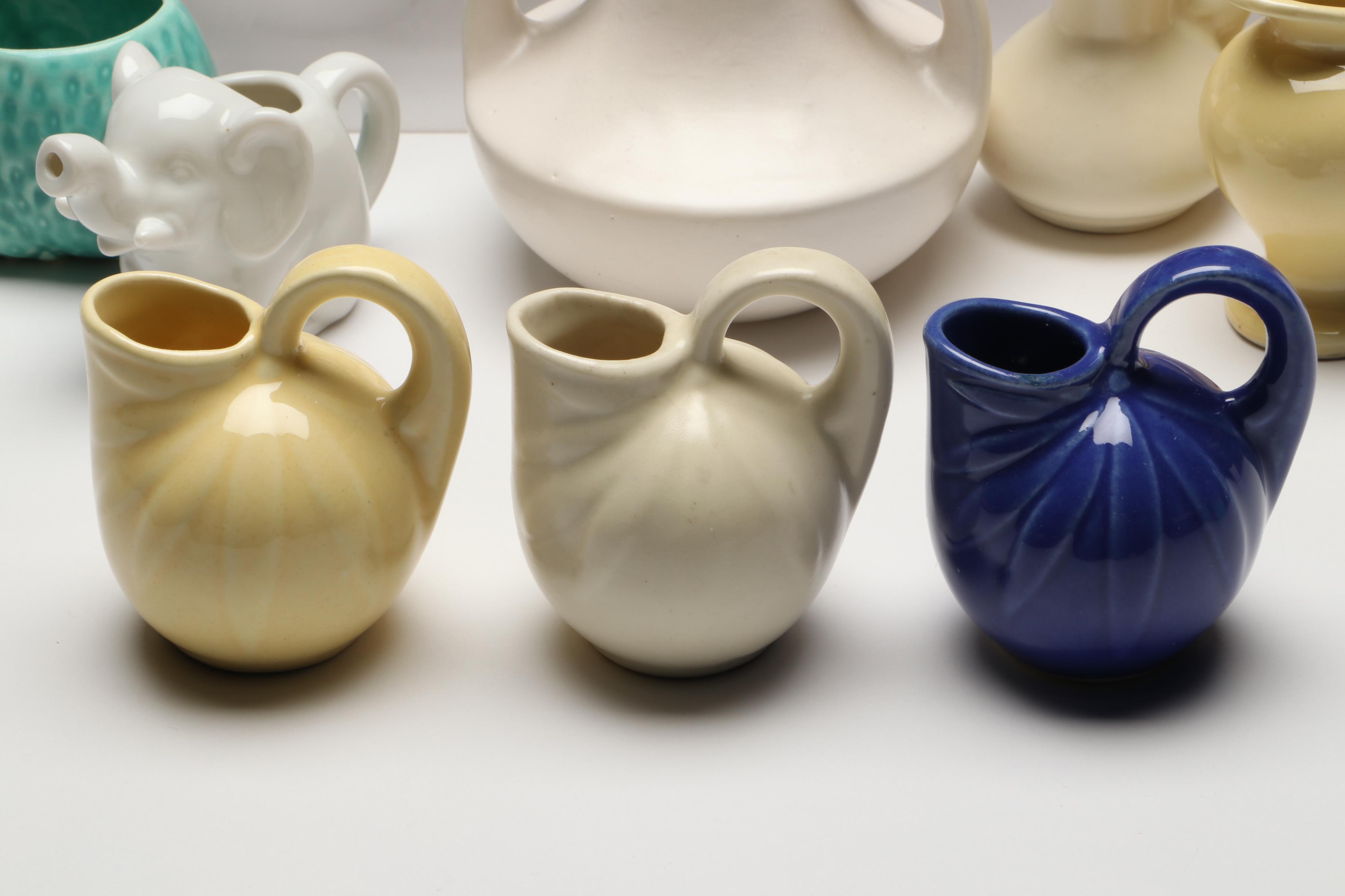 Miniature Ceramic Vases and Pitchers with Pie Bird