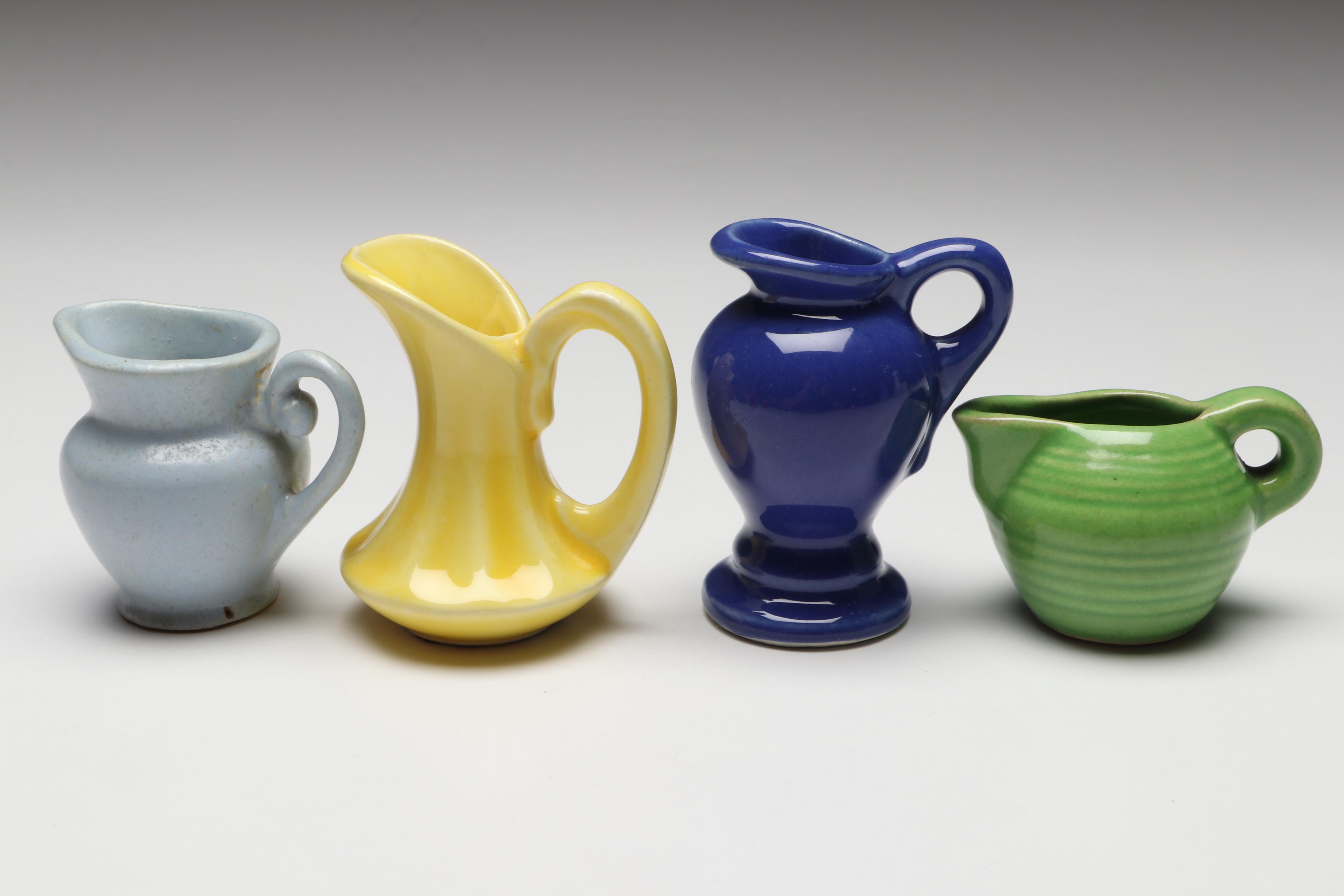 Miniature Ceramic Vases and Pitchers with Pie Bird