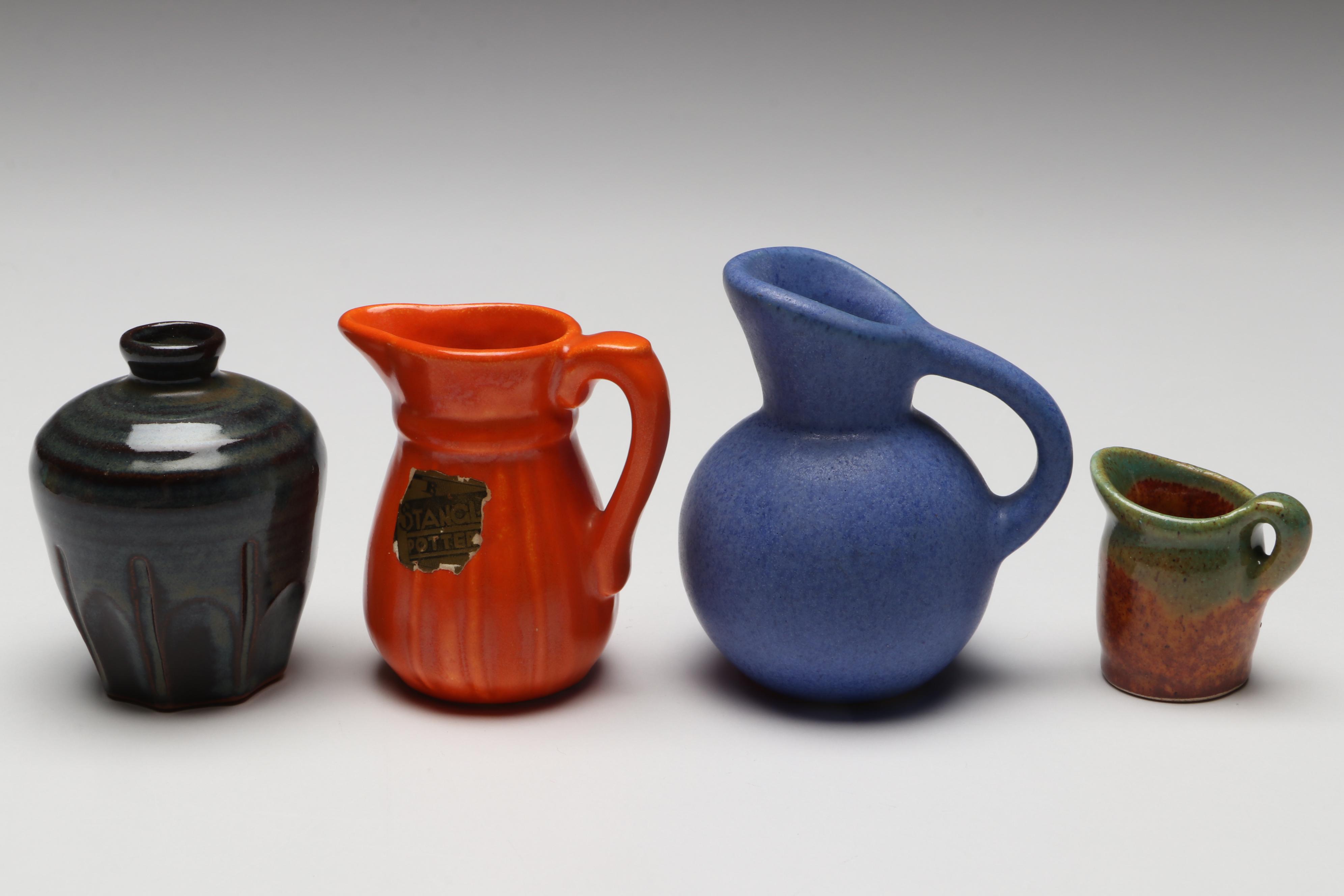 Miniature Ceramic Vases and Pitchers with Pie Bird
