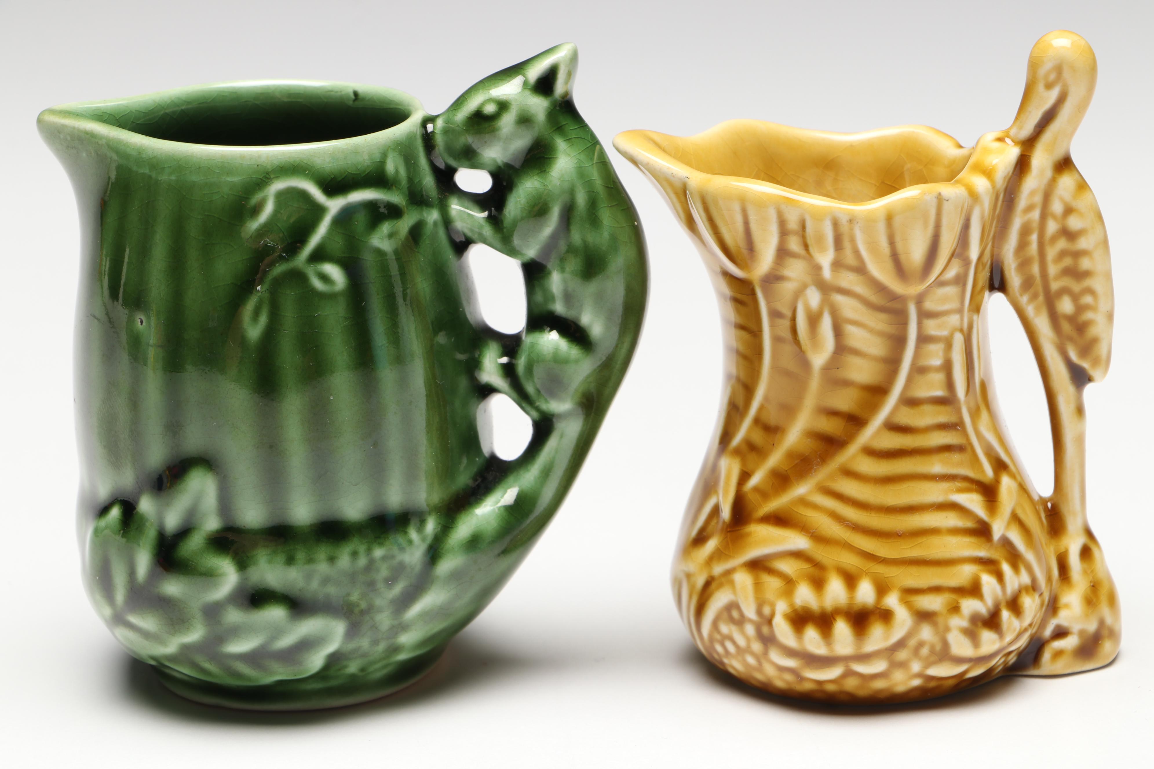 Miniature Ceramic Vases and Pitchers with Pie Bird