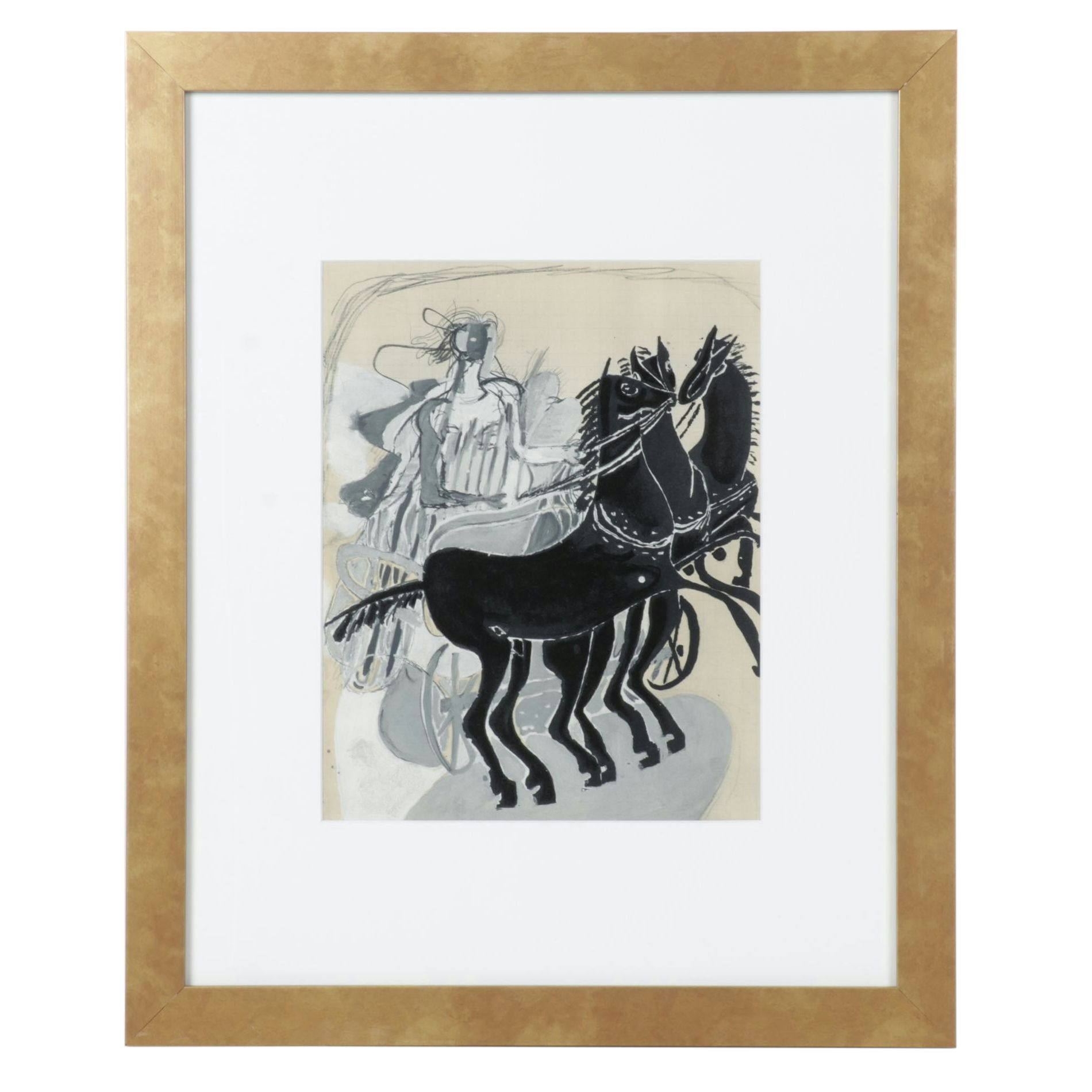 Lithograph After Georges Braque "Chariot and Horse," 1955
