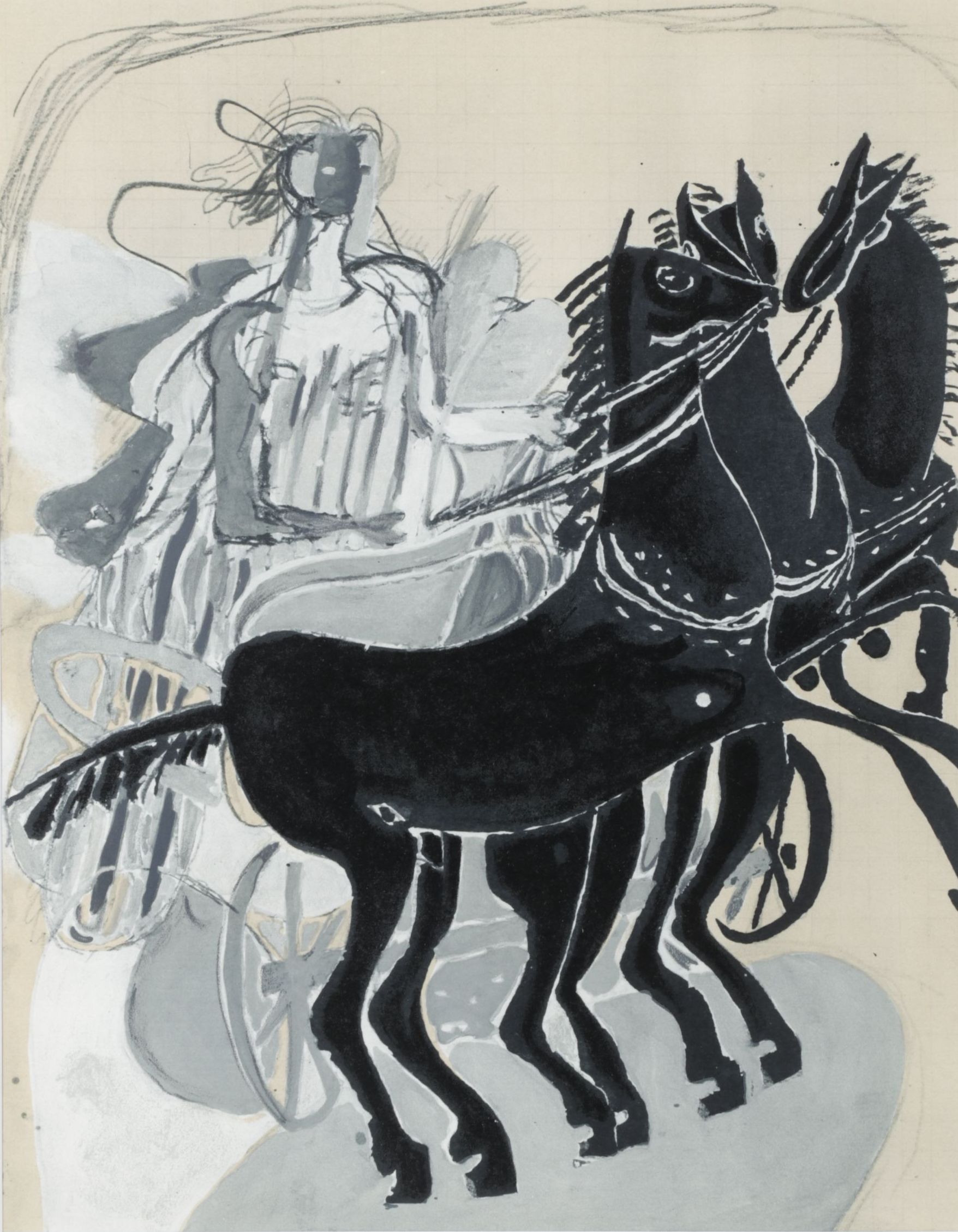 Lithograph After Georges Braque "Chariot and Horse," 1955